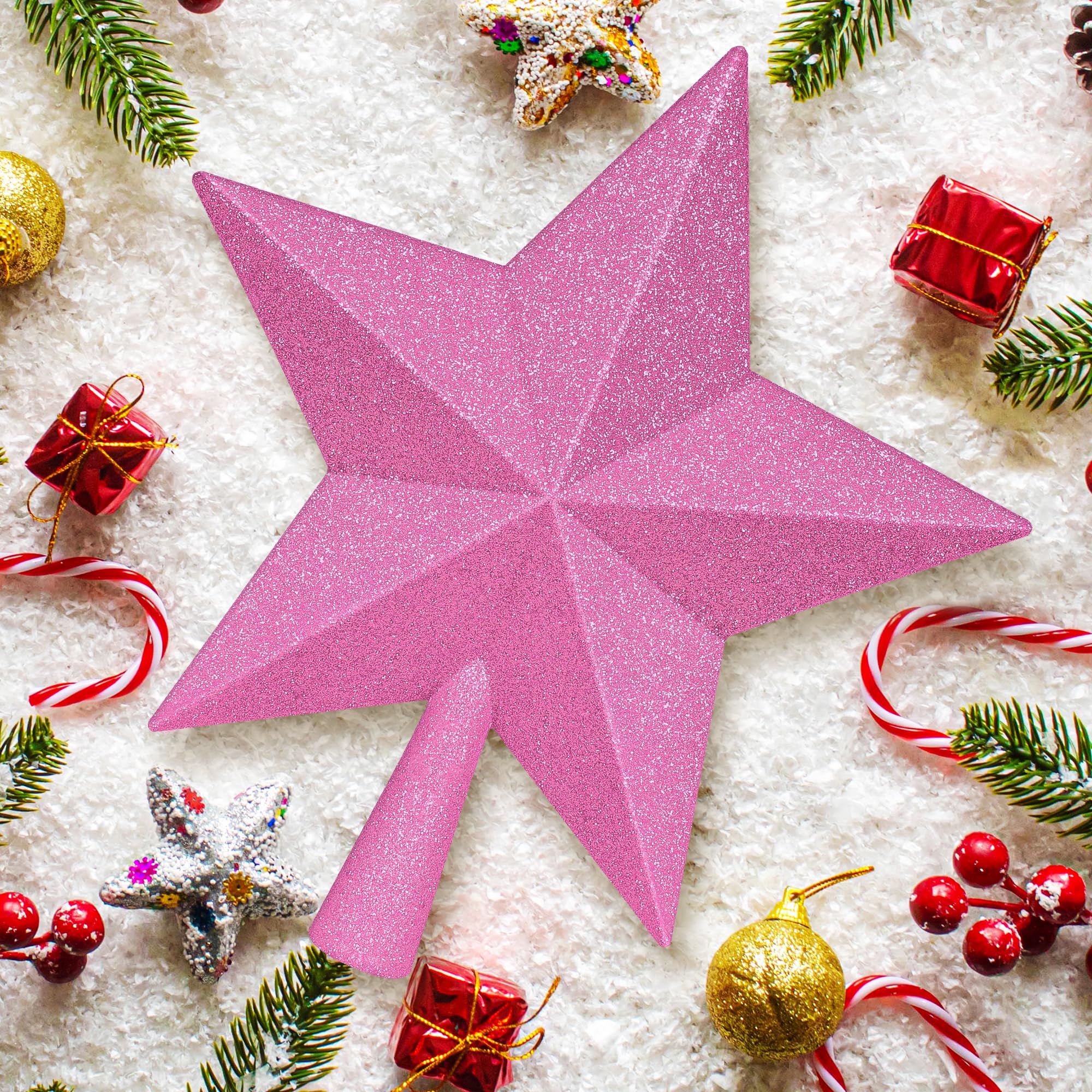 Christmas Tree Topper Decoration, 10 Black Christmas Tree Topper Star Accessories, Large Xmas Glitter Bethlehem Tree Ornament, W