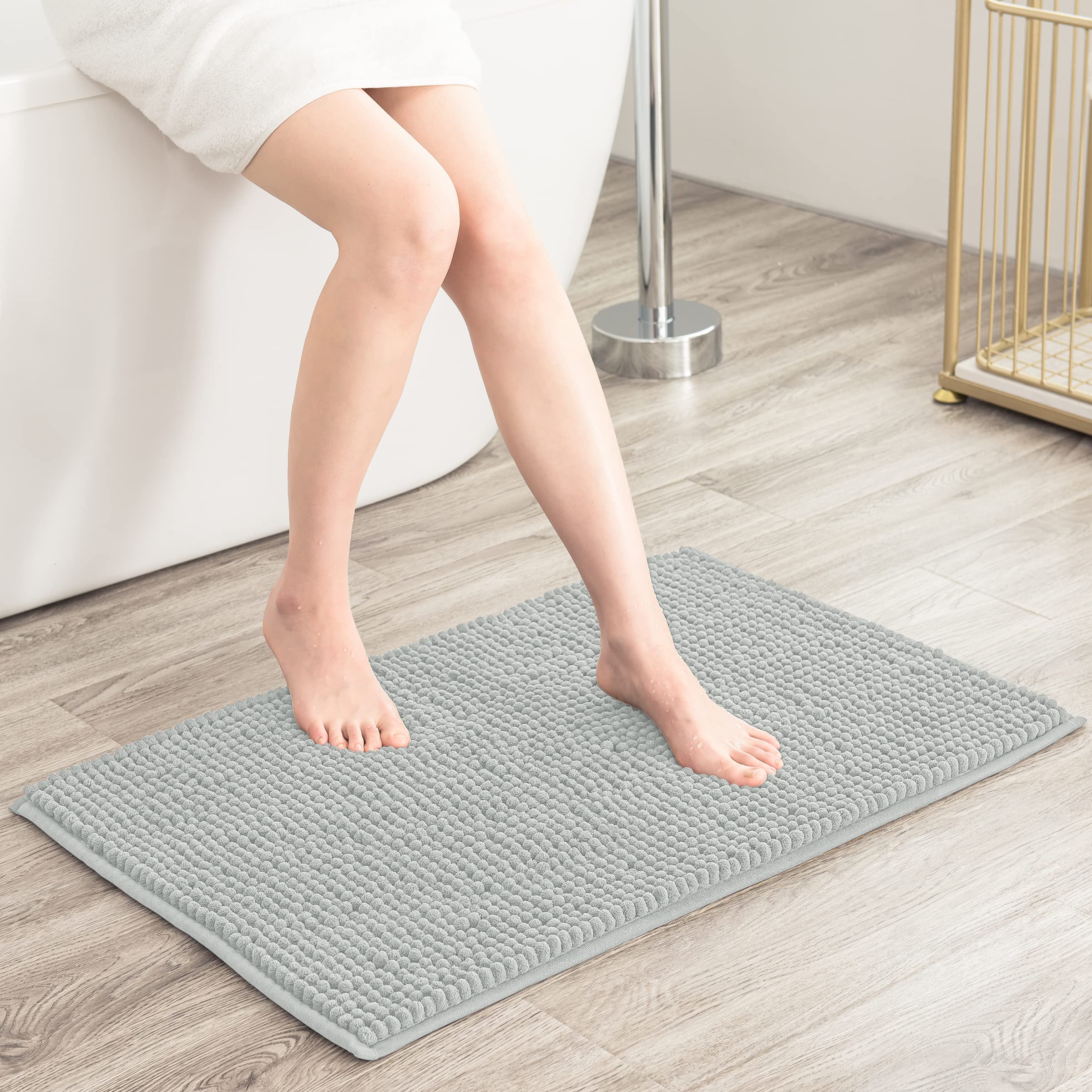 Subrtex Bathroom Rugs Chenille Bath Rug Soft Short Plush Bath Mat Soft Shower Mat Water Absorbent Shower Mat Quick Dry Machine W