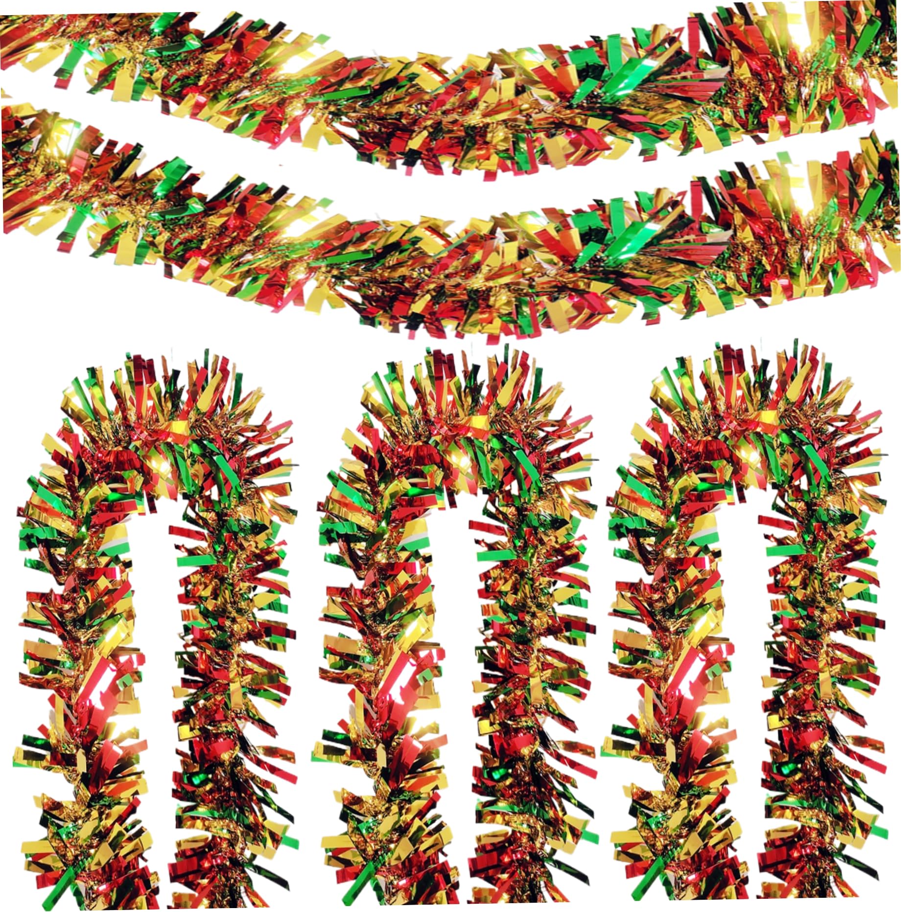 Yeory 5Pcs Tinsel Garland Juneteenth Decorations 79'' Long Metallic Twist Red Green Golden Garland Hanging Juneteenth Garland fo