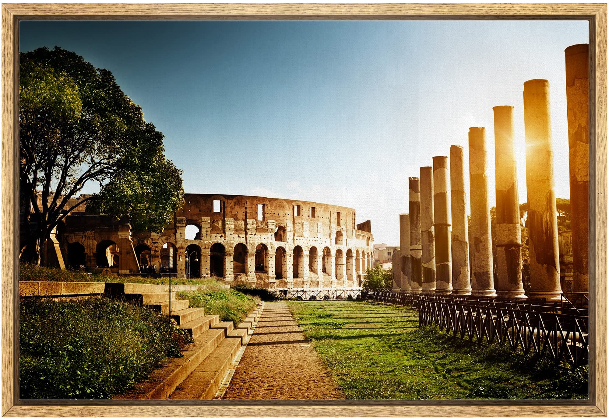 Wall26 Framed Canvas Prints Wall Art - Colosseum In Rome, Italy - 24''X36'' Natural