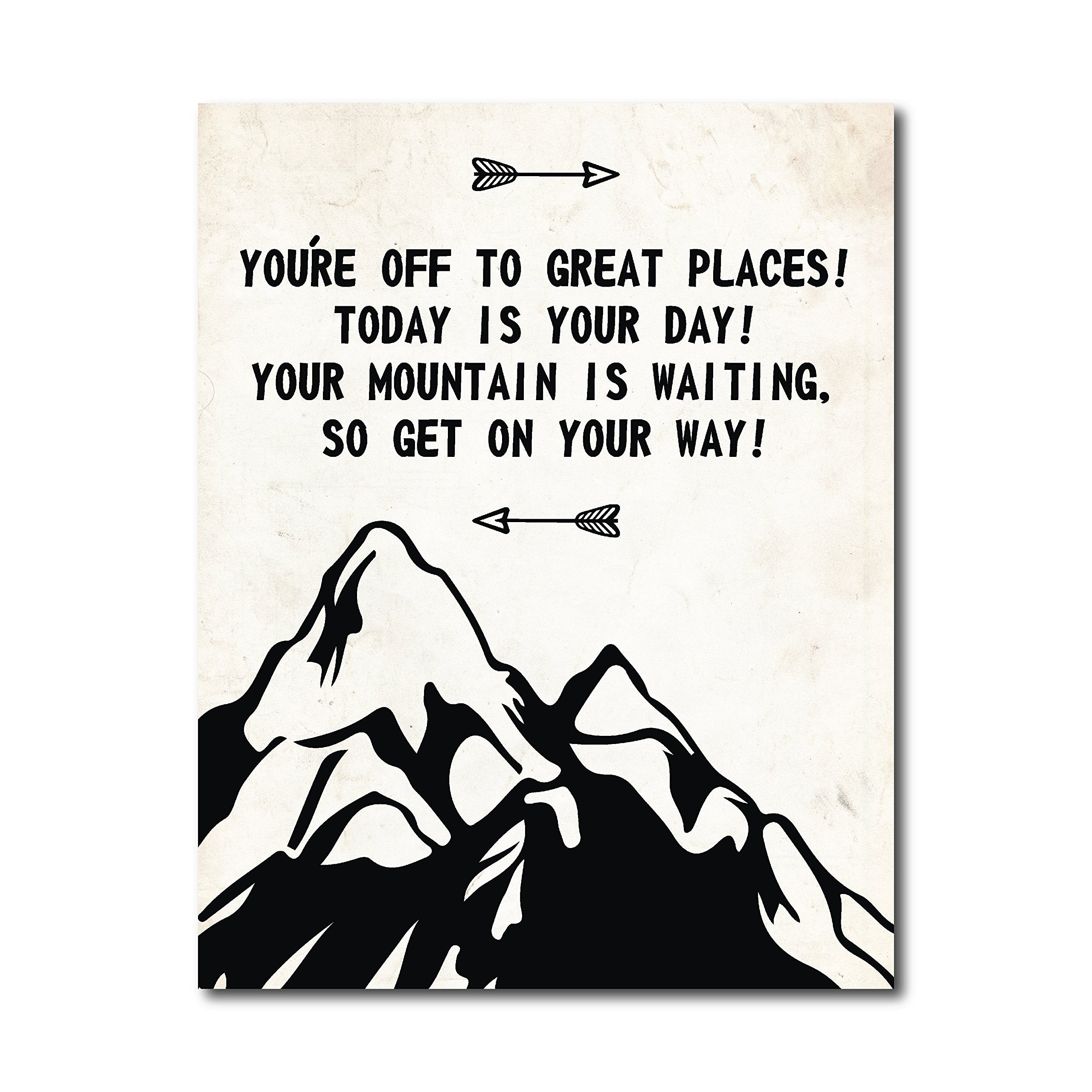 You 'Re Off To Great Places, 11X14 Art Print, Inspirational Quote, Motivational Art, Mountains Decor, Traveling Decor, Nursery A