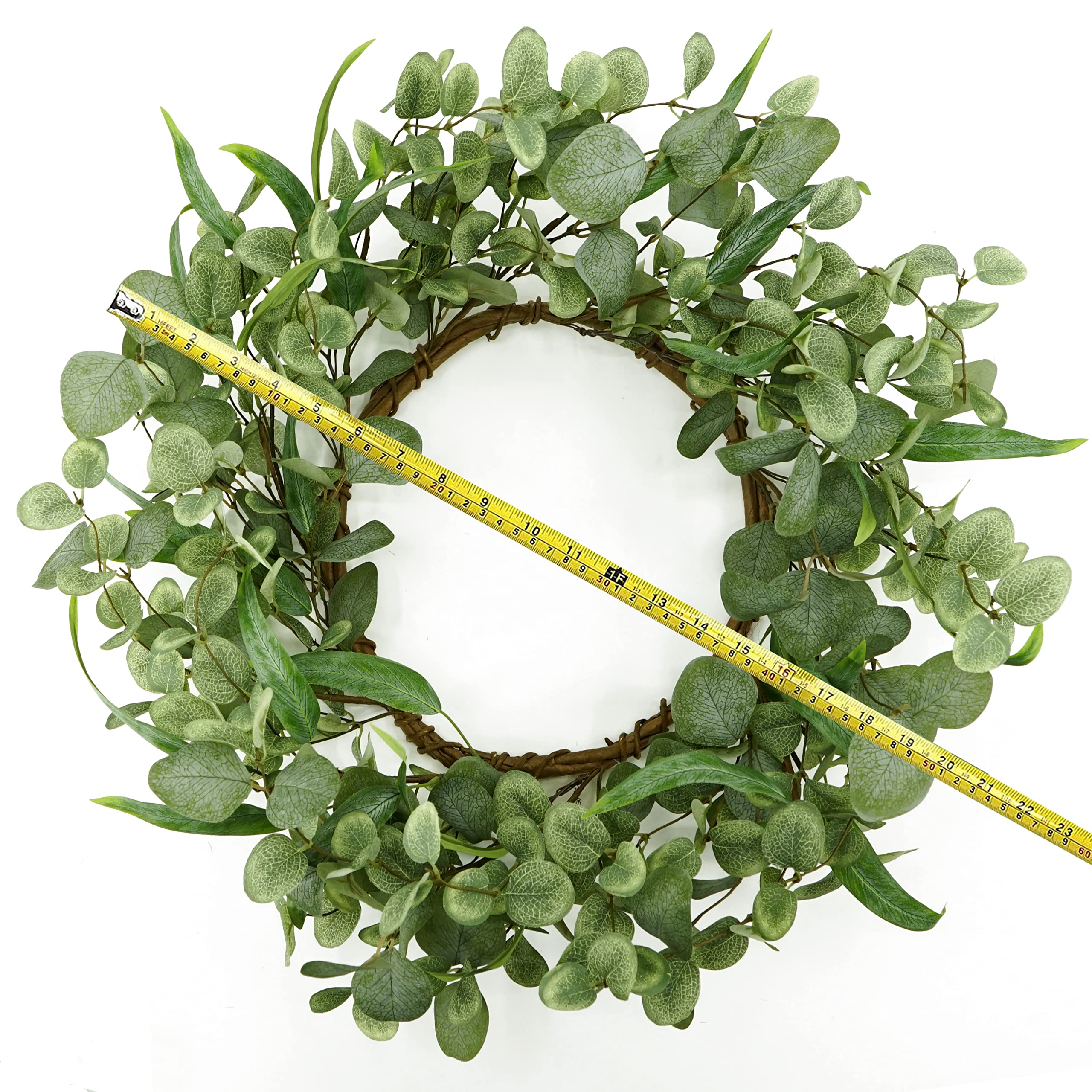 AMF0RESJ 20    Green Eucalyptus Wreath for Front Door Artificial Spring Summer Wreath with Large Willow Leaf for Farmhouse Wall
