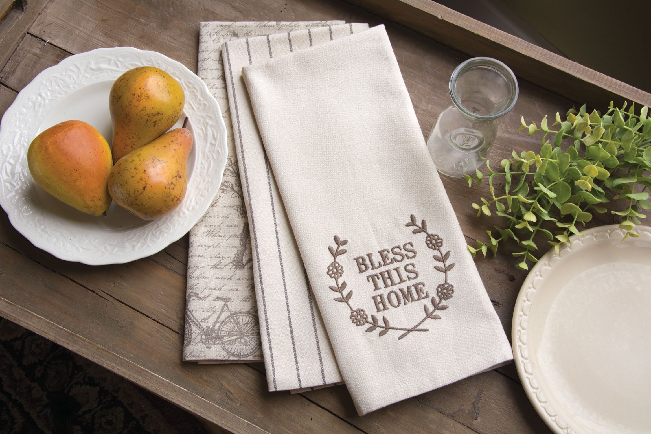 Heritage Lace Nature'S Script Tea Towel, 18'' X 28'', Cream