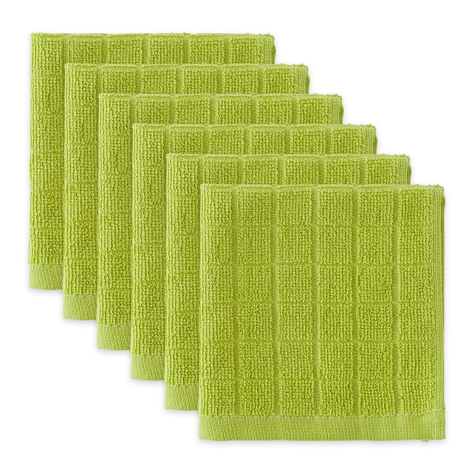 AVOCADO SOLID WINDOWPANE TERRY DISHCLOTH SET/6