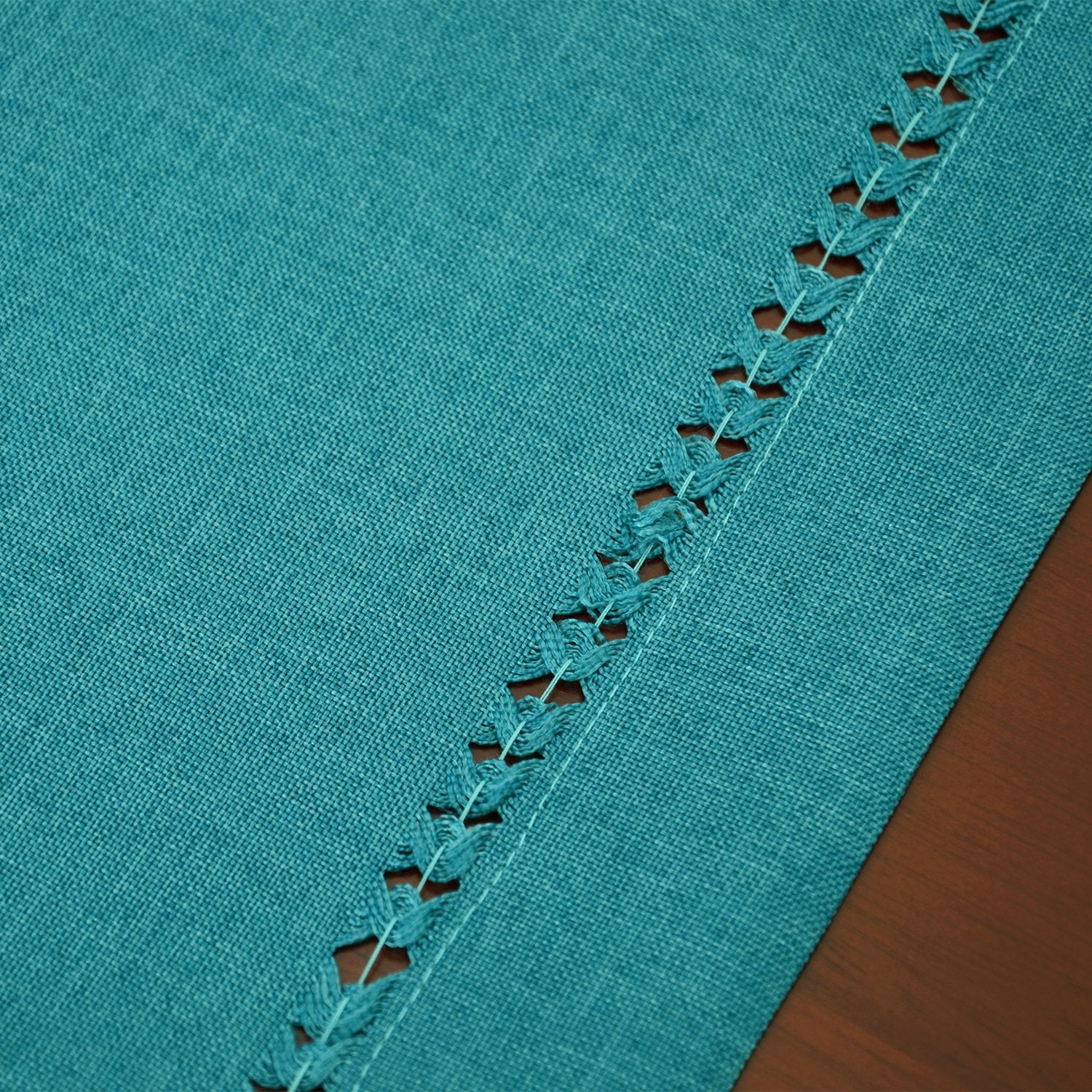 Grelucgo Handmade Hemstitch Short Teal Table Runner Dresser Scarf, Rectangular 14 By 48 Inch