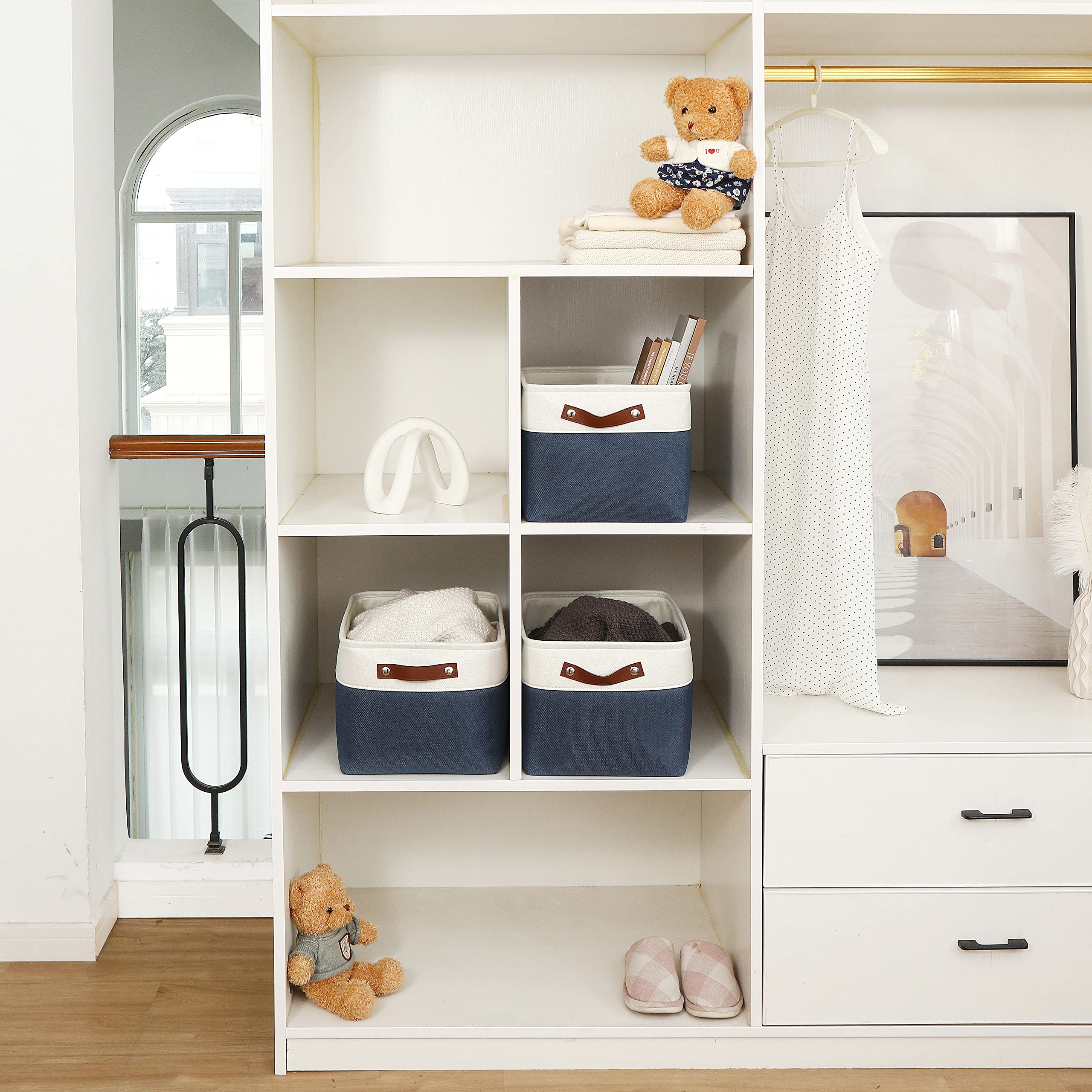 Organihaus Large Storage Bins For Shelves 3 Pack | 15X11In Closet Storage Bins For Shelves | Fabric Storage Bins | Cloth Baskets