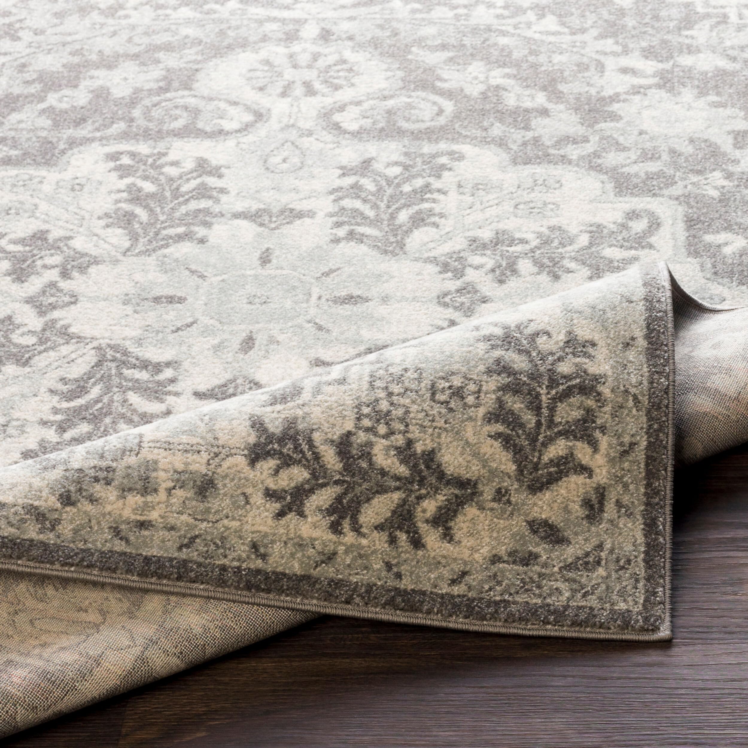Livabliss Area Rugs - 4x6 Odelia Vintage Boho Black Gray Charcoal Area Rug for Living Room Bedroom - Floral Medallion Stain Resi
