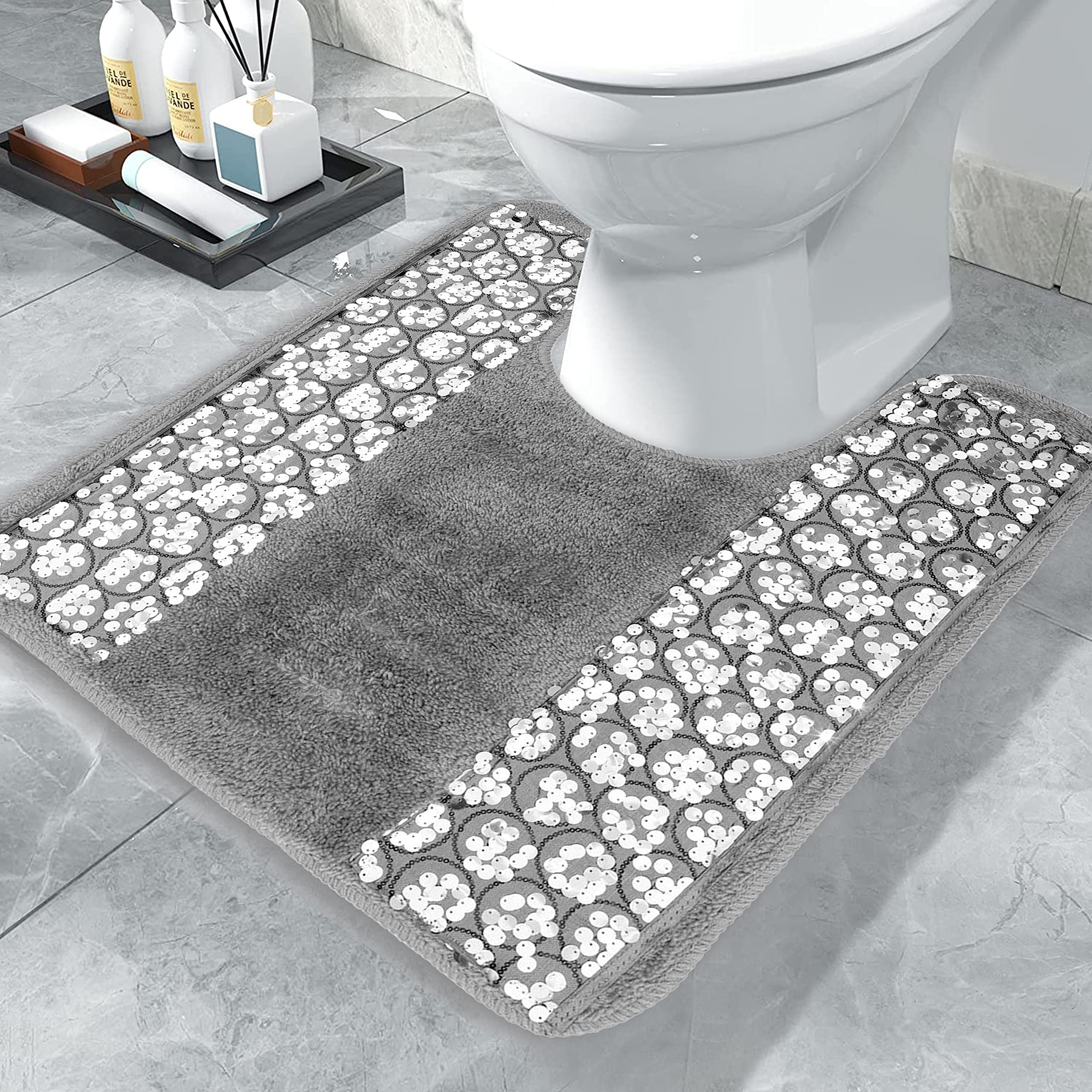Popular Bath Sinatra Contour Silver Modern Classic Bath Accessories Decorative Beautiful Hollywood Design Bathroom Contour Rug S