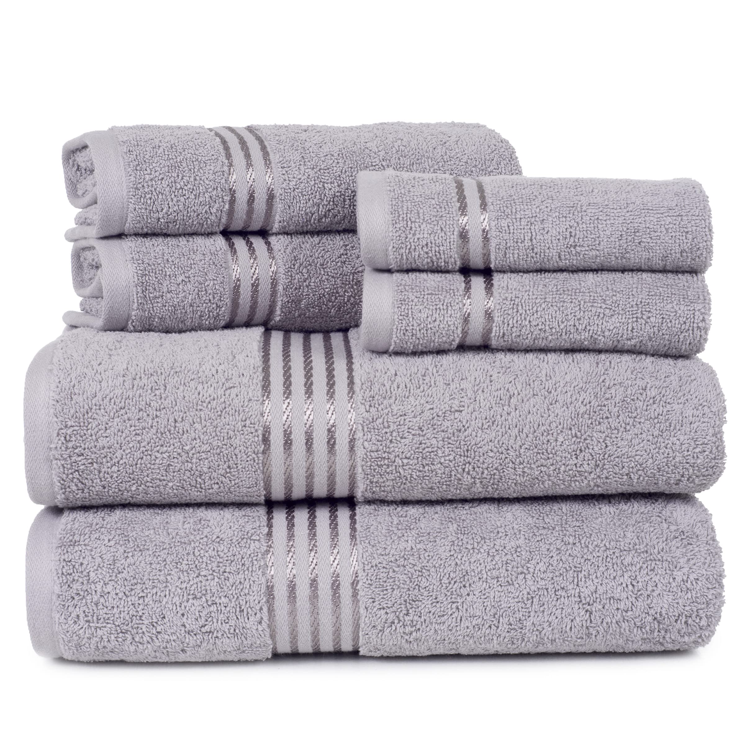 Lavish Home 100% Cotton Hotel 6 Piece Towel Set - Silver 28''X54.5''X0.25''