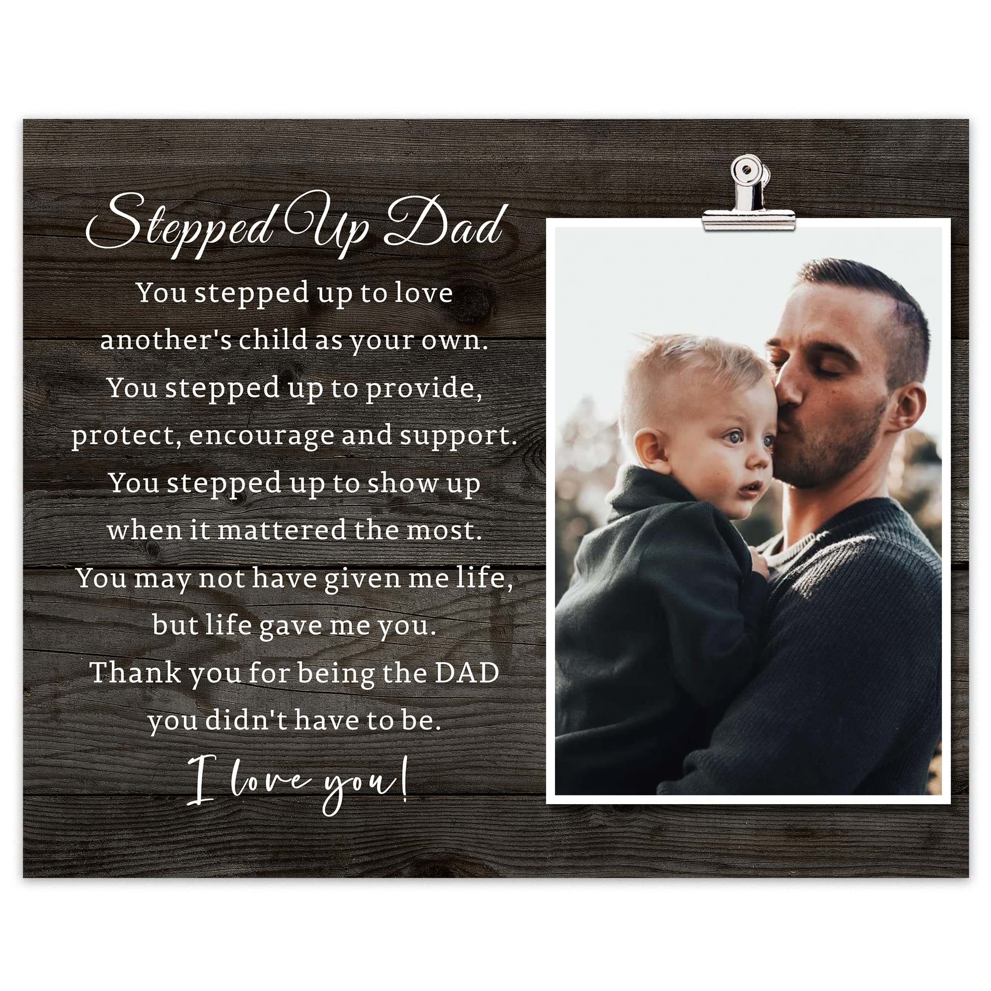 Stepped Up Dad Picture Frame, Fathers Day, Birthday, Christmas Gift for Step Dad from Daughter & Son, Bonus Dad Gift Ideas, Tha