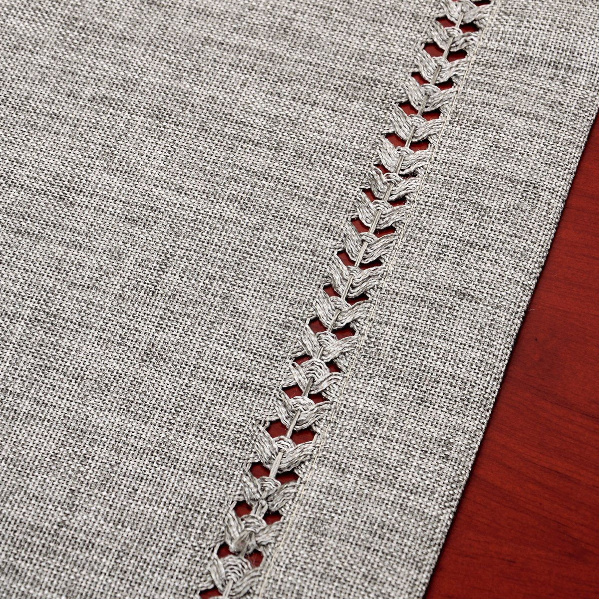 Grelucgo Handmade Hemstitch Gray Dining Table Runner Or Dresser Scarf, Rectangular 14 By 108 Inch
