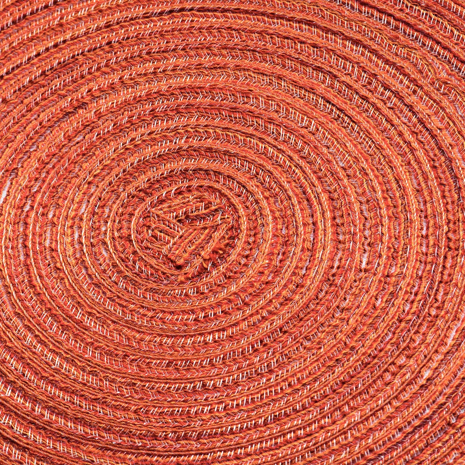 AHHFSMEI Round Placemats Set of 6 Round Braided Placemats 15 Inch Table Mats for Dining Tables Washable Heat Resistant Place mats For Party BBQ Christmas and Everyday Use (dark orange w/o silver yarn)