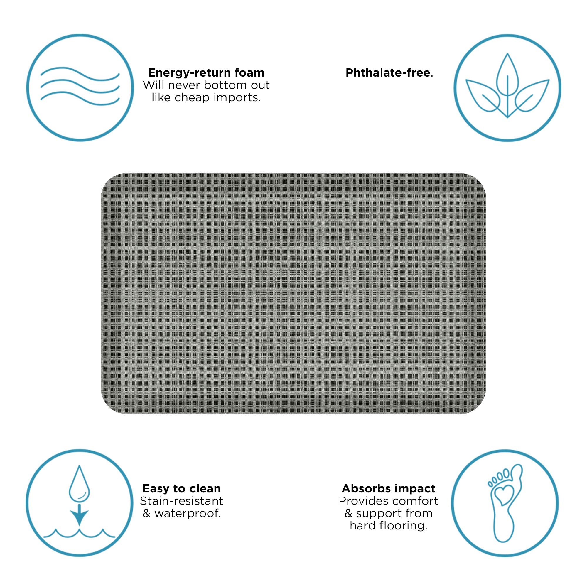 Newlife By Gelpro Decorative Foam Floor Mat, 20 X 32, Patina Grey