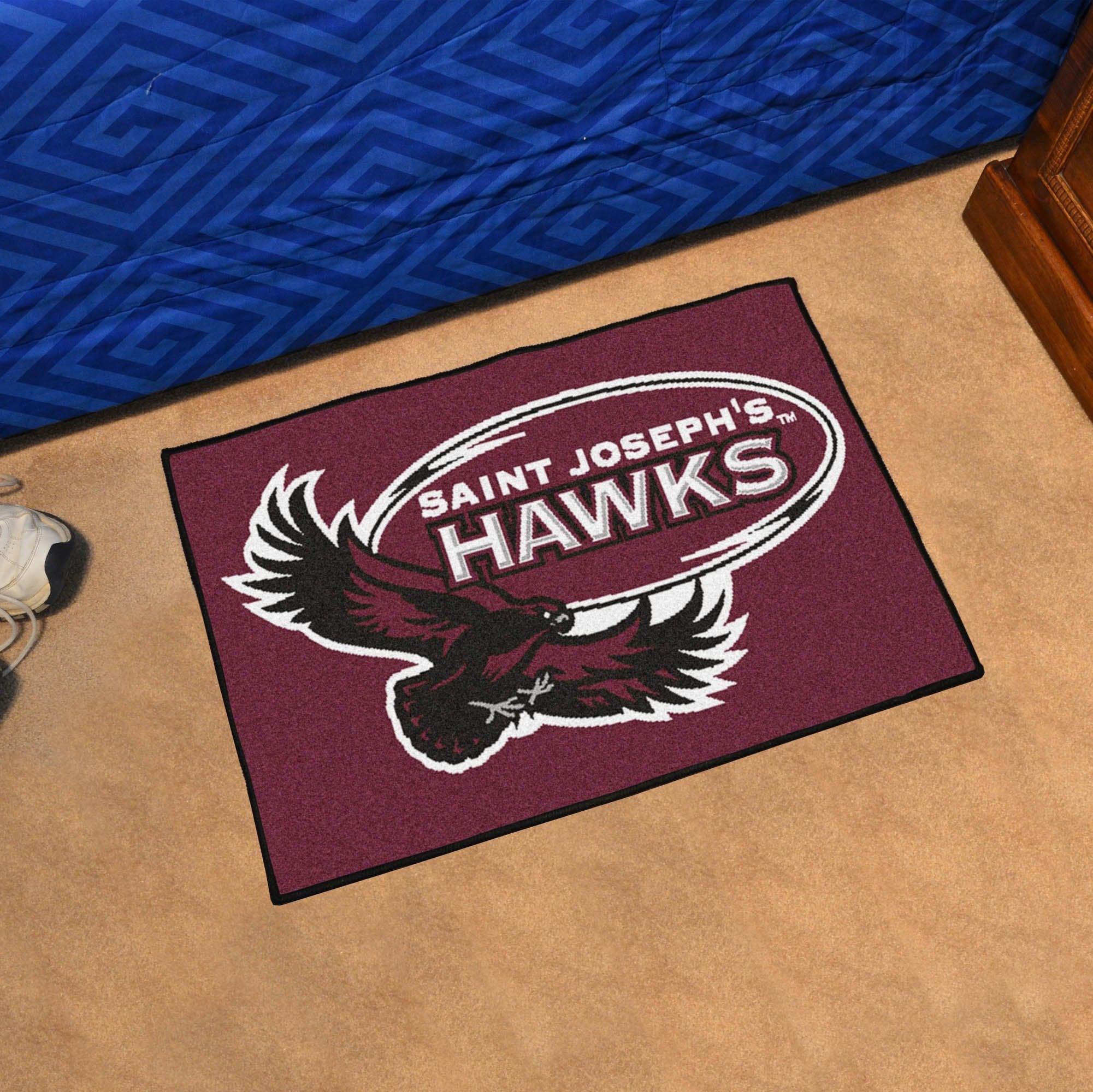 FANMATS 1150 St. Josephs Red Storm Starter Mat Accent Rug - 19in. x 30in. | Sports Fan Home Decor Rug and Tailgating Mat - Hawk