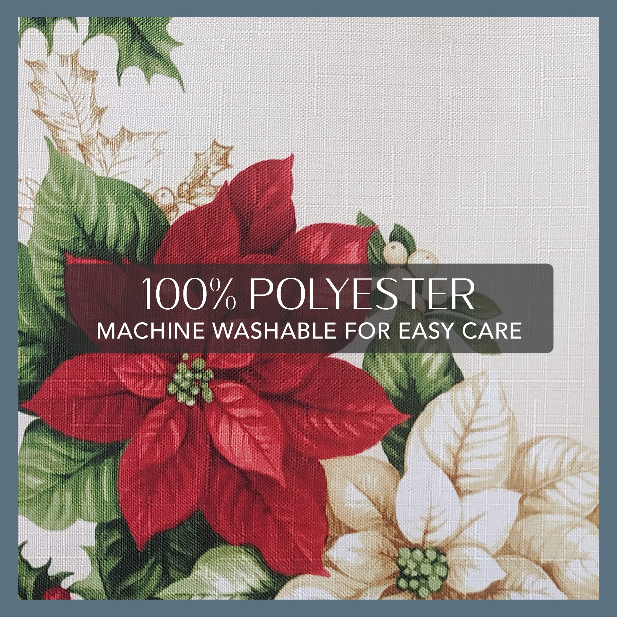 Elrene Home Fashions Red And White Poinsettia Holiday Fabric Placemats, Christmas Mats For Table Decor, 13 Inches X 19 Inches, S