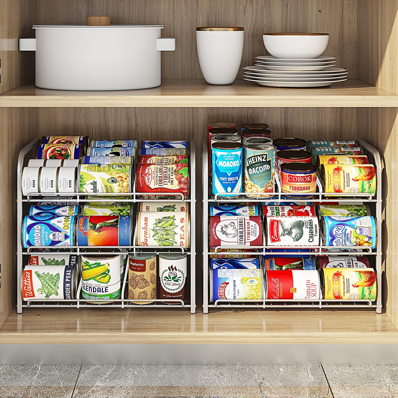 Aiyaka Can Rack Organizer, 3 Tier Stackable Can Storage Dispenser, For Food Storage, Kitchen Cabinets Or Pantry, Storage For 36