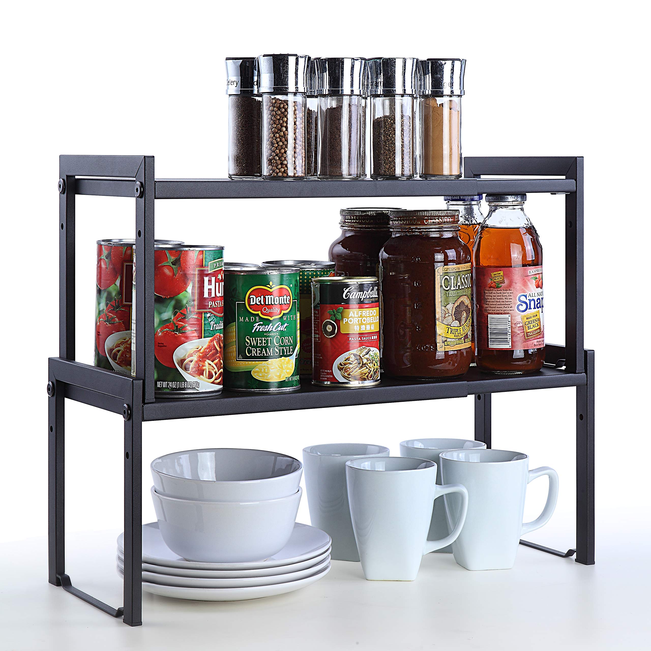 Sunnypoint Expandable Cabinet Storage Rack - Tabletop Storage Spice Shelf Organizer Rack (M - 15.1''~25.78'' W X 7.87'' D X 8.46