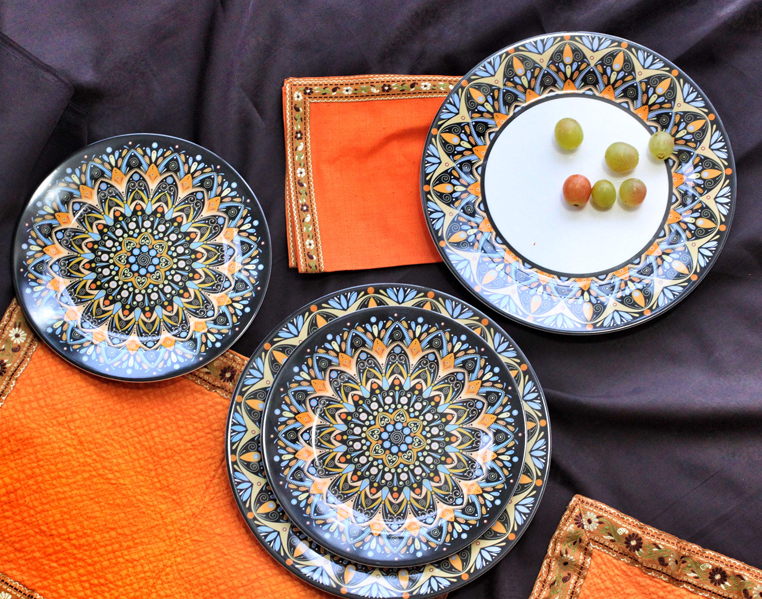 Bowla Melamine Salad Plates Set - Set Of 6, Indoor Or Ourdoor Plates (9''-6 Piece Set, Zoo Birds A)