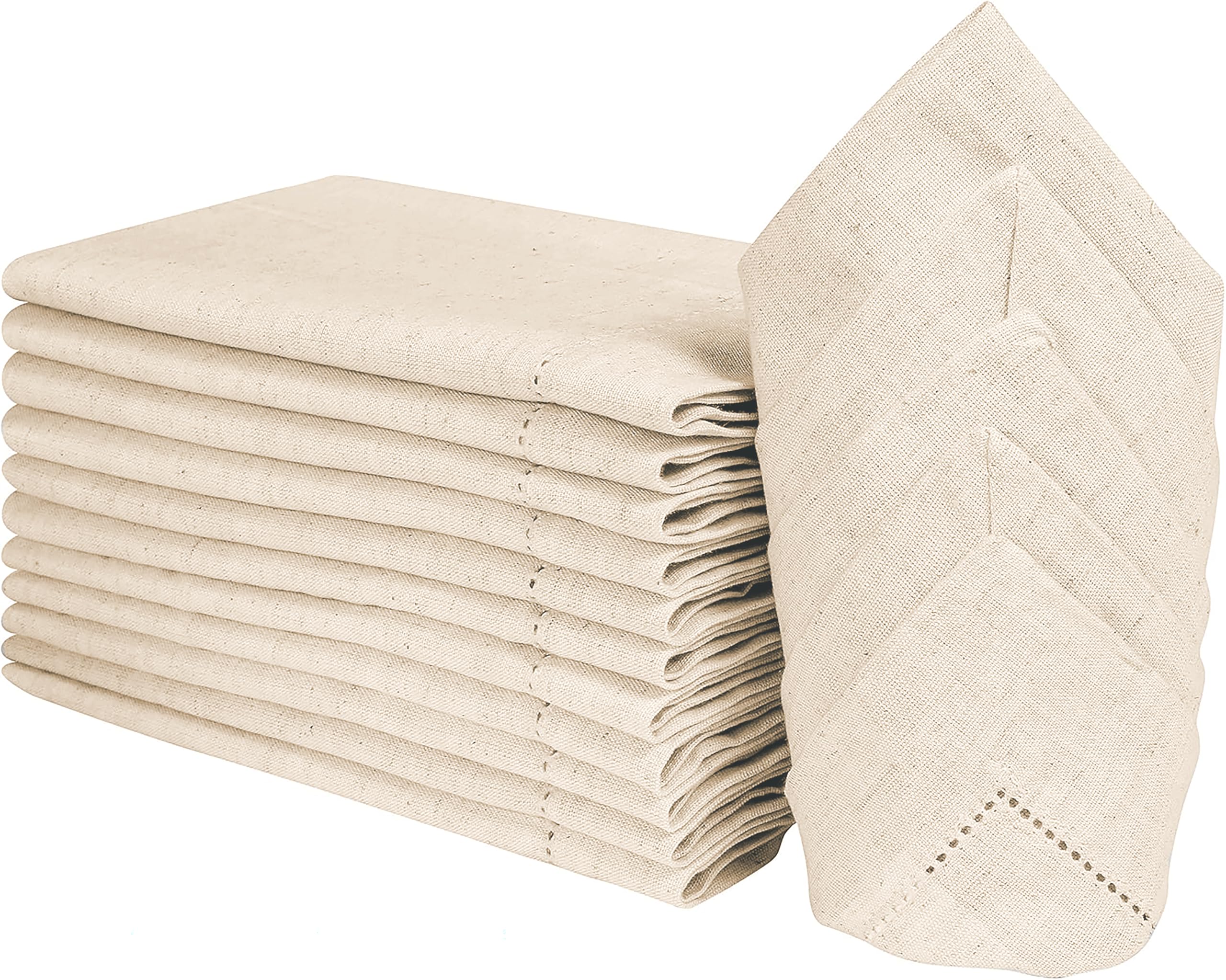 Linen Cloth Napkins,Beige Linen Cloth Napkins,Linen Hemstitched Napkin,Wahsable Cloth Napkin,Linen Cloth Napkins Set Of 12,Linen
