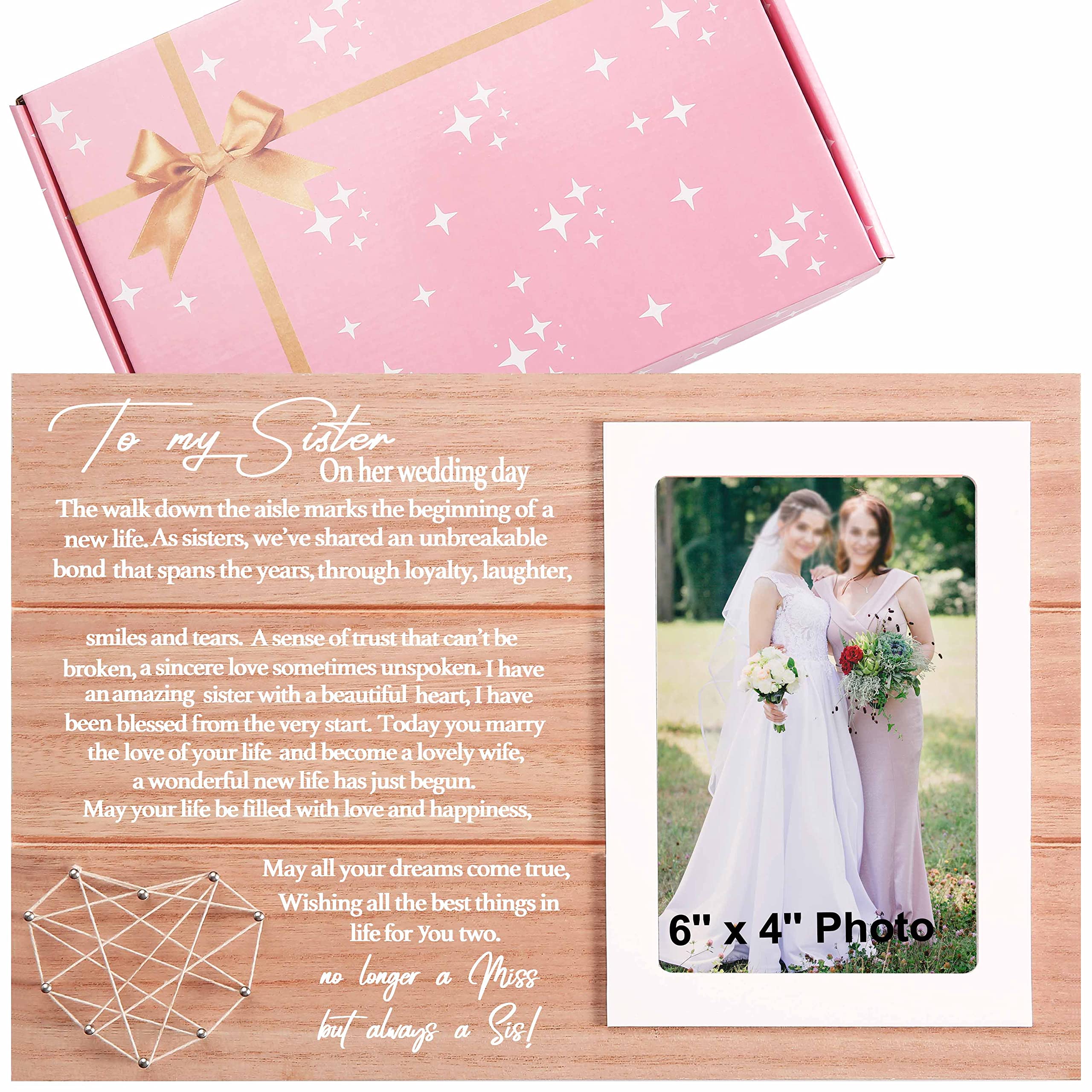 Picture Frame Gift for Bride from Sister-Wedding Frame Gift for Sister from Sister-to My Sister-Photo Frame Gift for Sister on H