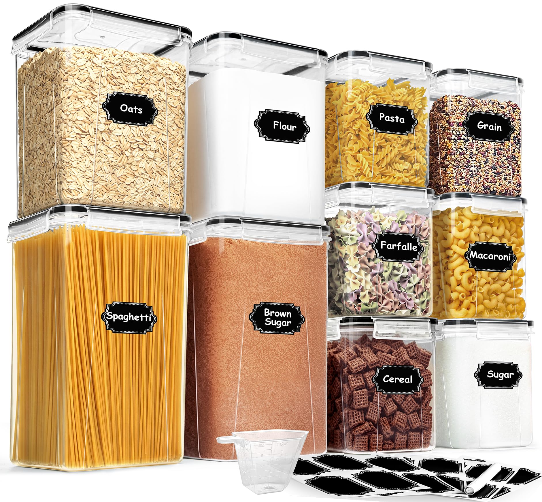 Flour Sugar Storage Containers, 10 Pack Large Airtight Food Storage Containers with Lids for Kitchen Pantry organization and sto