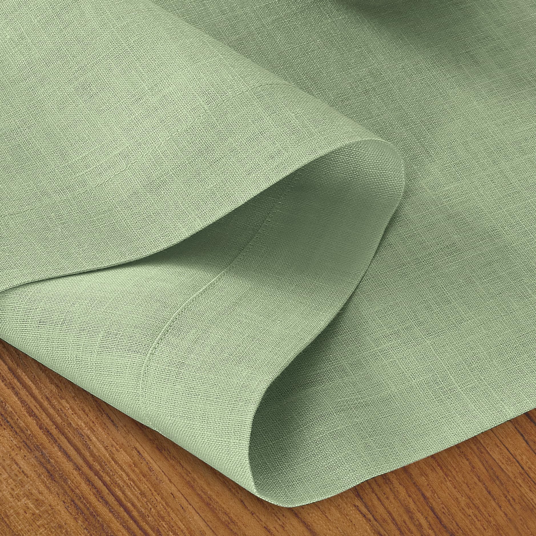 Dmoksha Homes Linen Table Runner - 14 X 132 Inch Sage Green, 100 Pure Linen Hemmed Table Runners 132 Inches Long, Machine Washab
