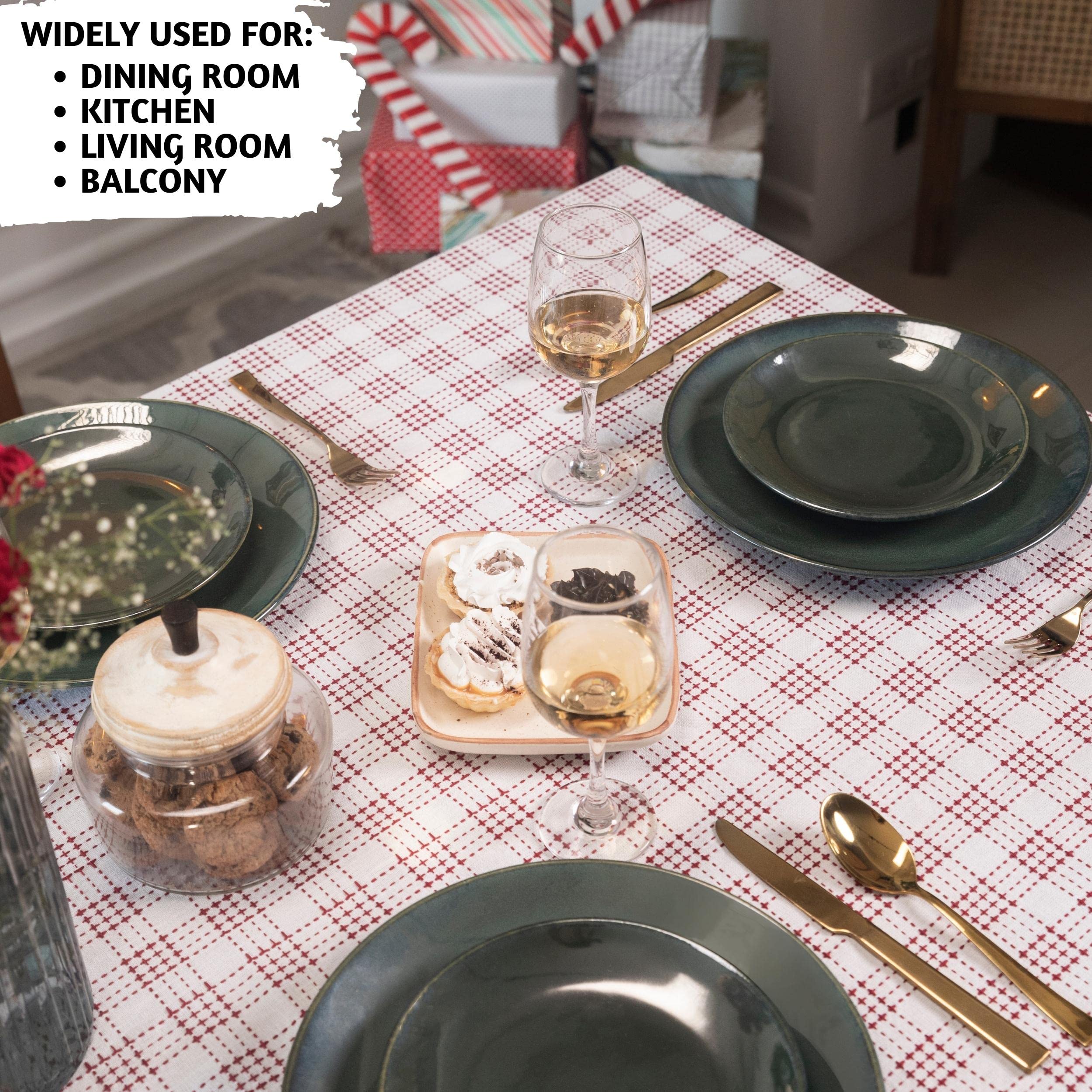 Folkulture White Table Cloth Or Rectangular Table Cloth For Gifting, 60 X 102 Inch, 100% Cotton Boho Tablecloth Or Rustic Tablec