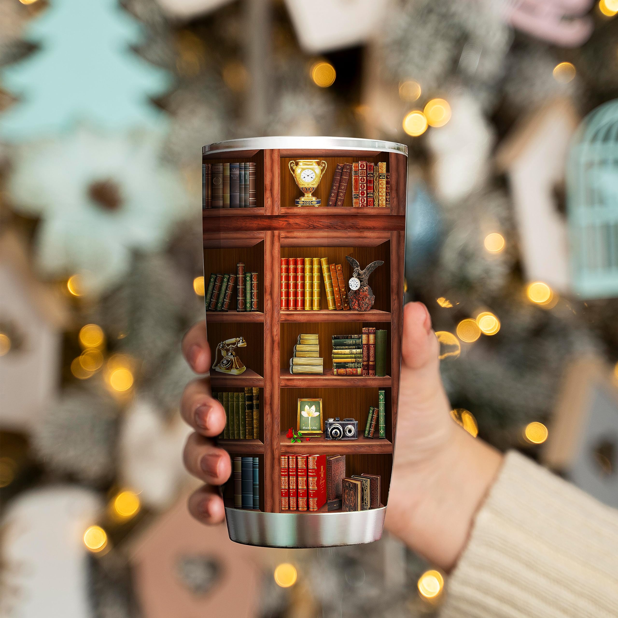 Book Tumbler Library Travel Mug Bookish Gifts For Book Lovers Women Librarian - Bookish Gifts For Readers - Reading Mug Bookshel