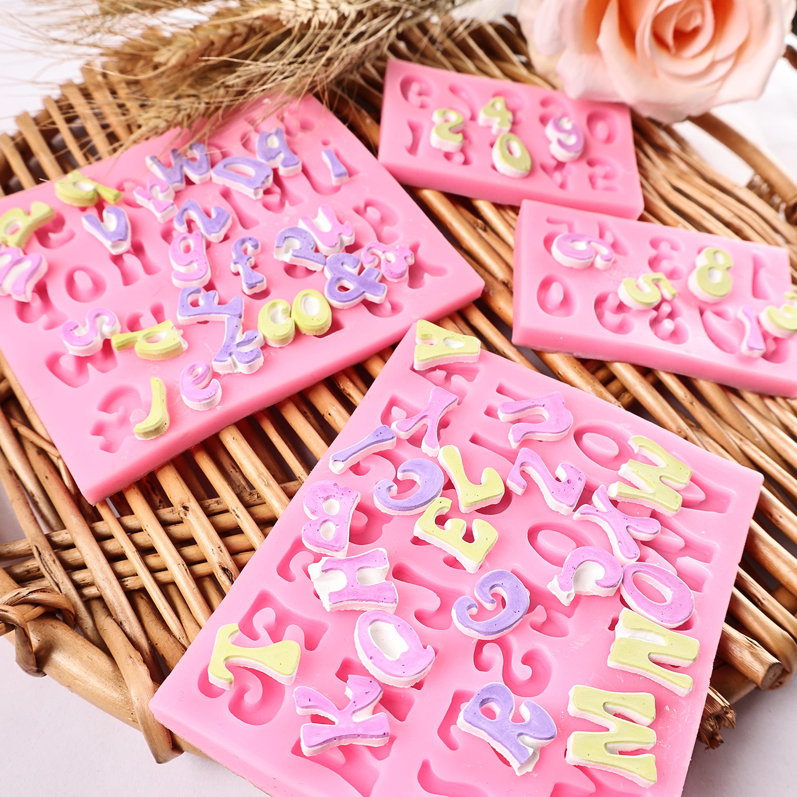 Gelifatle Letters Molds And Numbers Molds, Silicone Fondant Mold Chocolate Molds, 0-9 Number And 26 Letters Silicone Molds For B