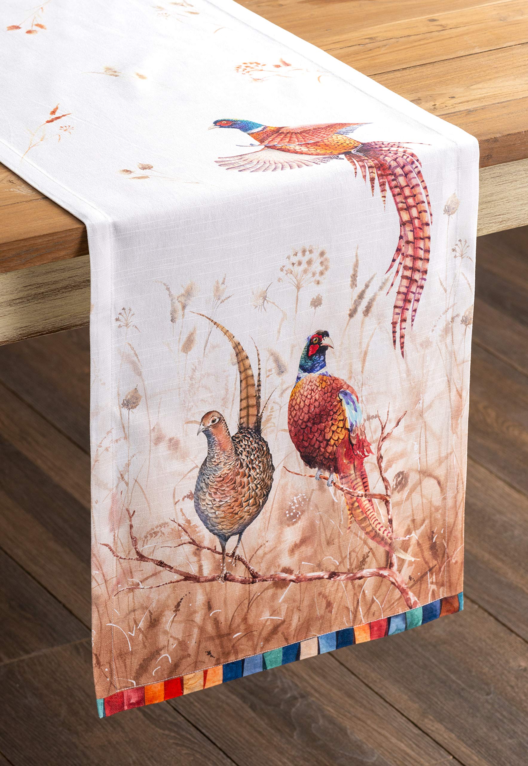 Maison D' Hermine Tablerunner 100% Cotton Table Runner Decorative Table Covers, Dining, Home, Wedding, Buffet, Faisan D'Automne