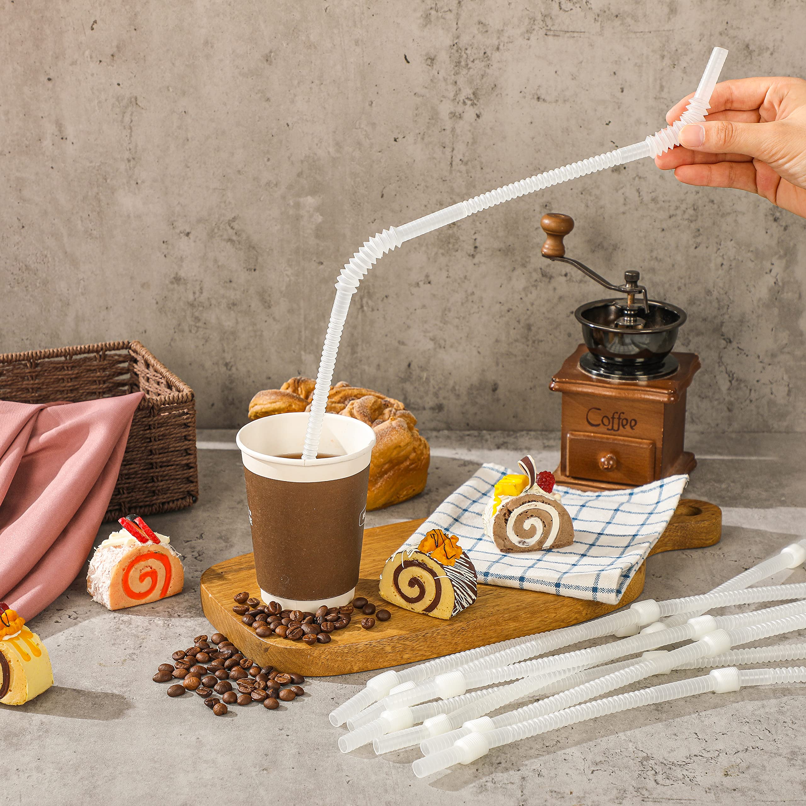 12 Pieces Flexible Drinking Straws Extra Long Plastic Straws for Camping Limited Mobility Situations Dishwasher (Clear  22 Inches)