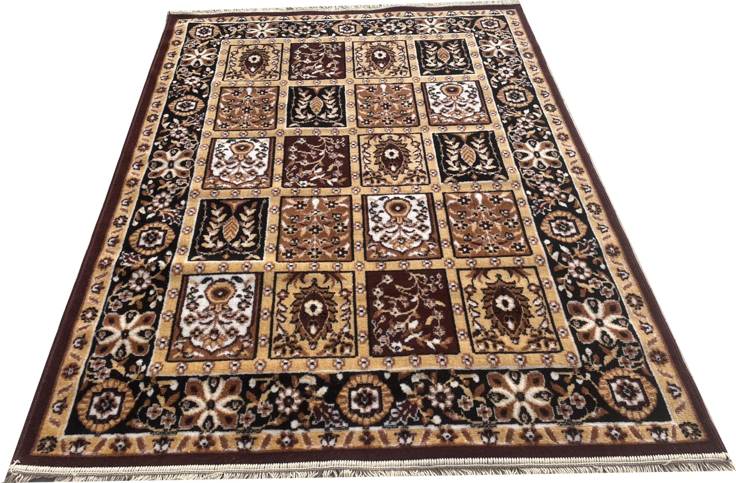 Sifa Carpet Floral Design Soft Acrylic Carpet For Living Room- 5X7 Feet Brown Color (150X200 Cm, Rectangular)
