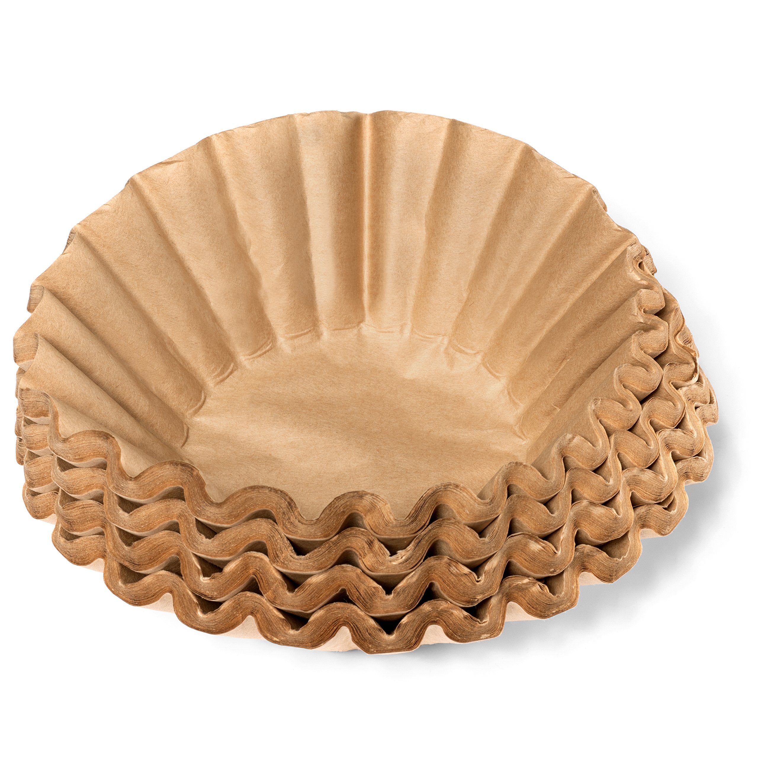 Coffee Filters - Natural Unbleached Brown Biodegradable - Large Basket - 9.75'' Flattened Diameter - 4.25'' Diameter Base - By C