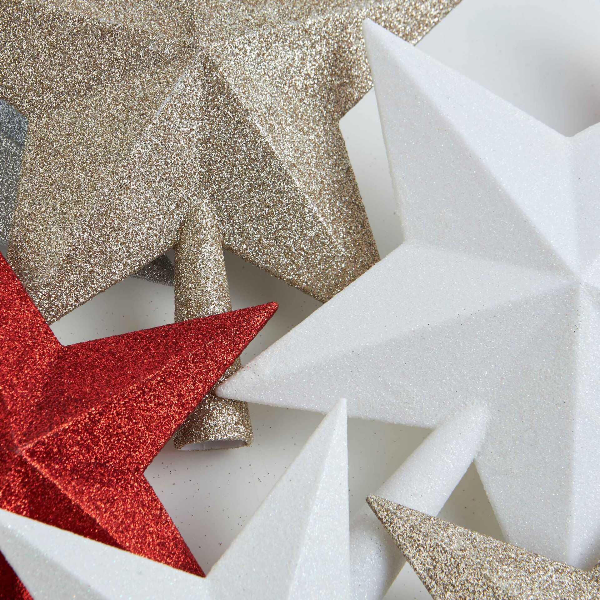 YYCRAFT Glitter Star Tree Topper Christmas Decoration-(10 Inch,White)