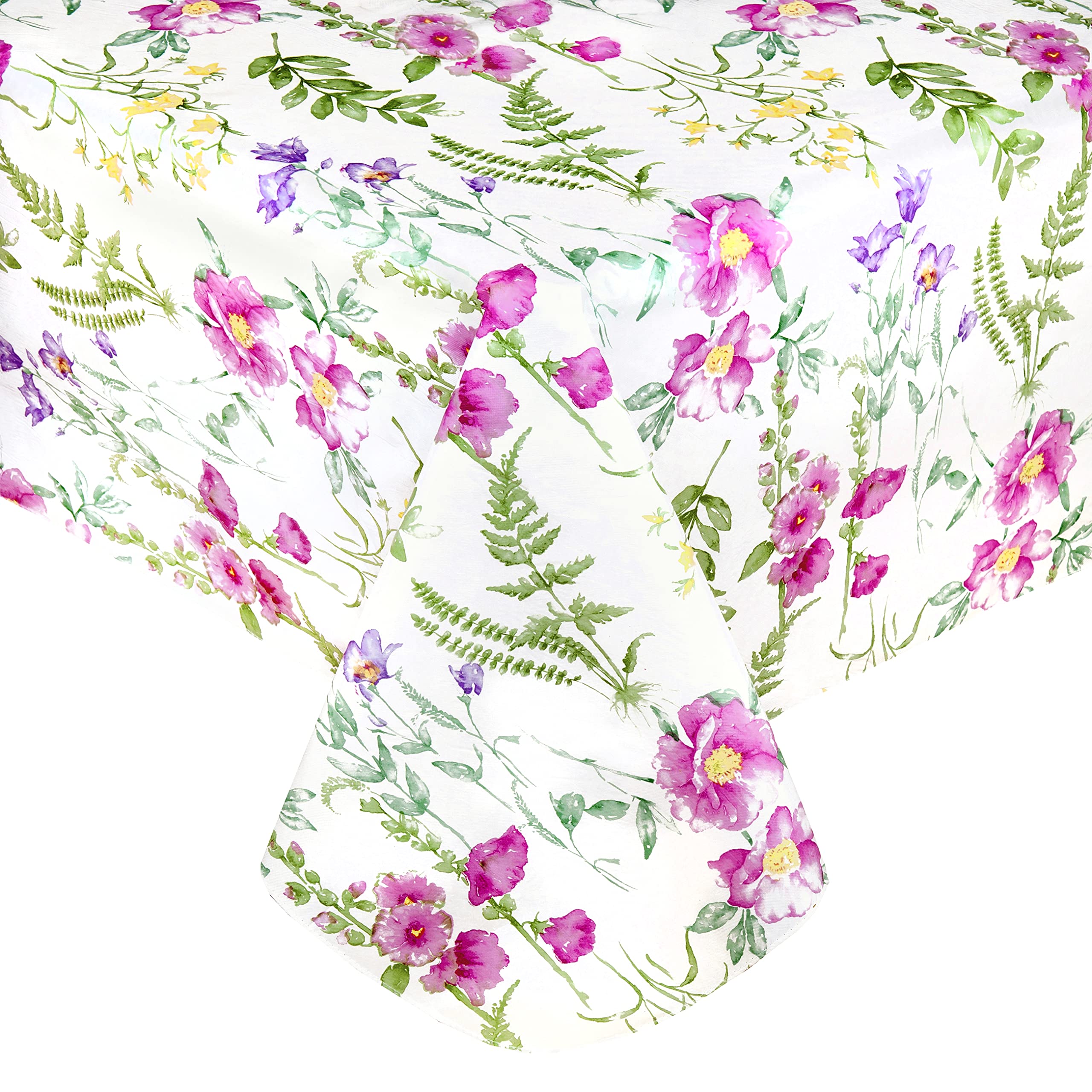 Newbridge Wildflower Fields Floral Vinyl Flannel Backed Tablecloth, Wild Flowers Easy Care Vinyl Tablecloth With Flannel Backing