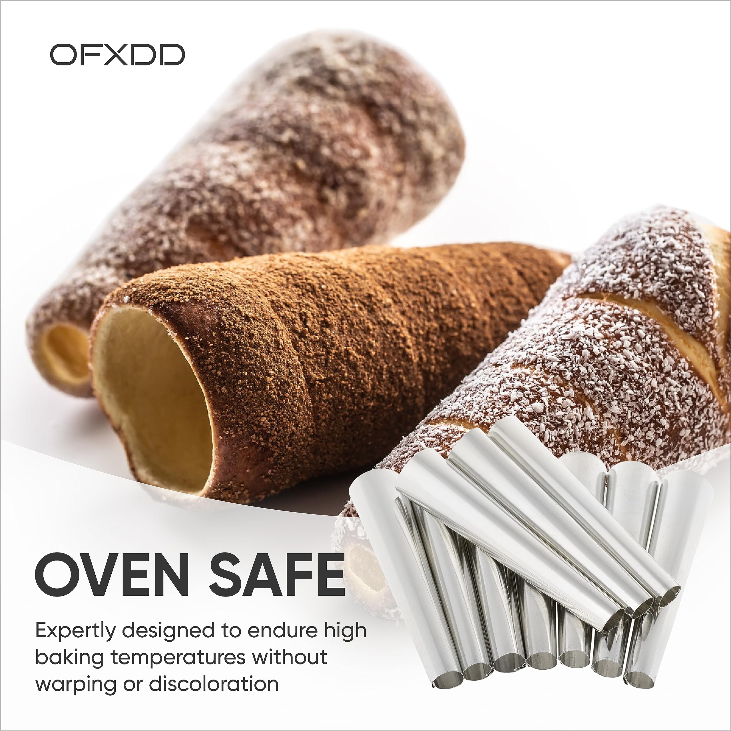Ofxdd Cream Metal Cones - Pack Of 12 - Baking Stainless Steel Horn Molds - Non Stick Cone Horns