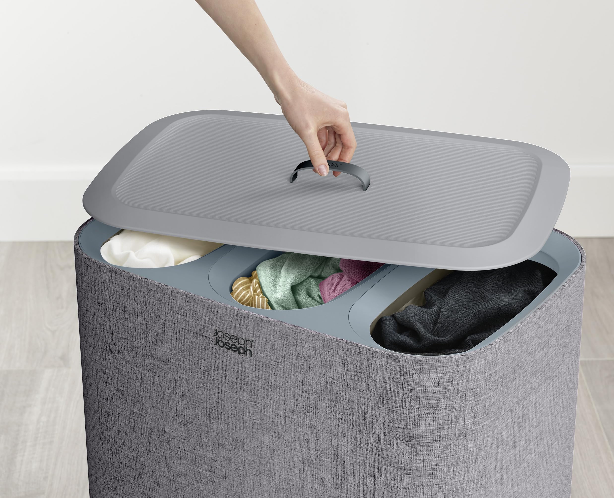 Joseph Joseph Tota Trio 90-liter Laundry Hamper Separation Basket with Lid and Removable Bags - grey