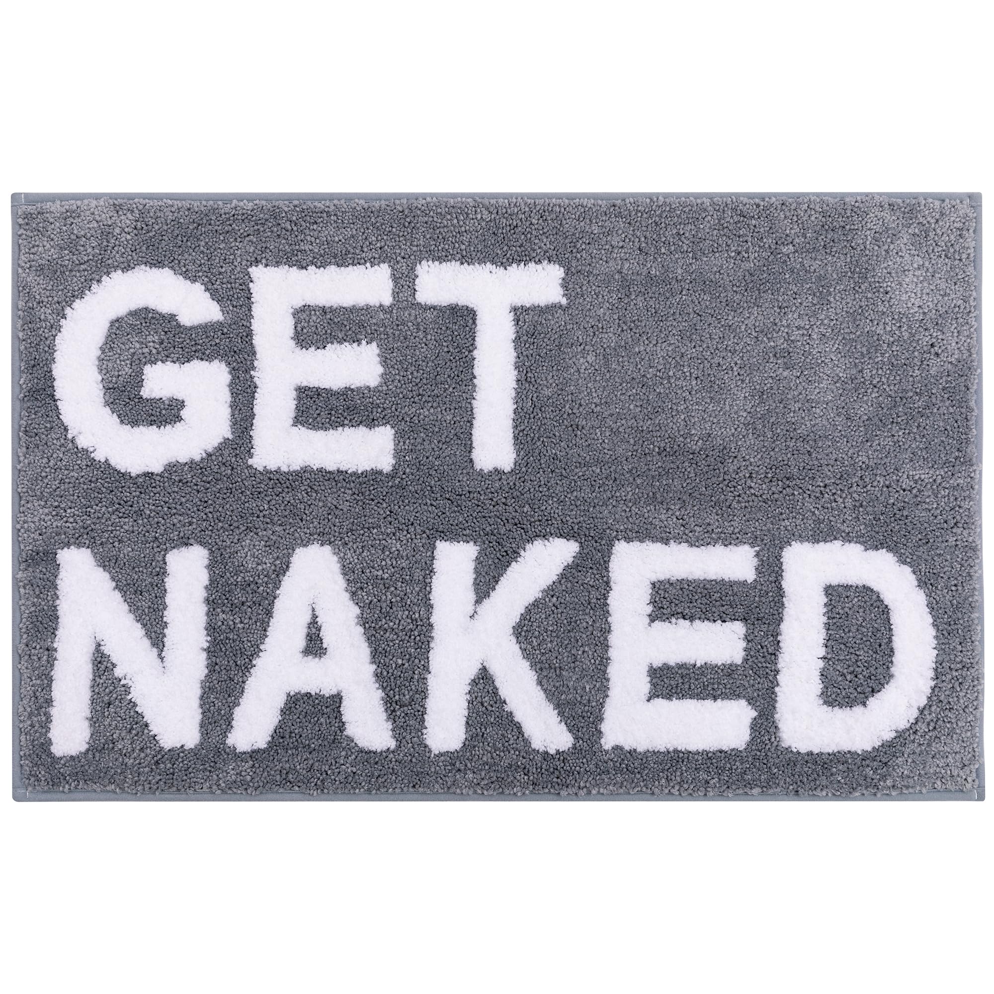 Qubomax Get Naked Bath Mat - Non-Slip, Super Absorbent, Funny Bathroom Rug, Machine-Washable, Cotton & Microfiber, 32''X20'' (Gr