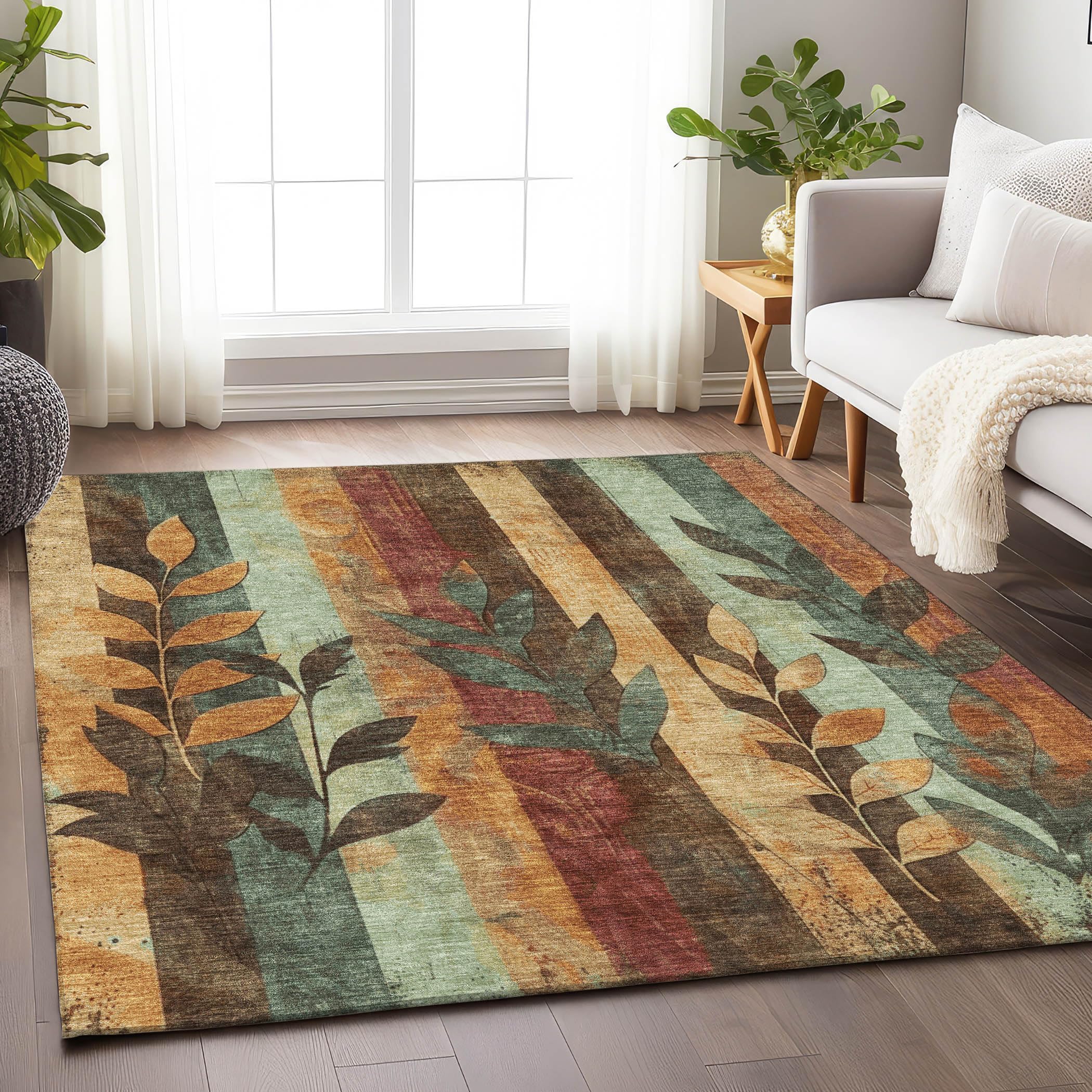 Machine Washable Indoor/Outdoor Chantille Wheat 9 x 12 Rug