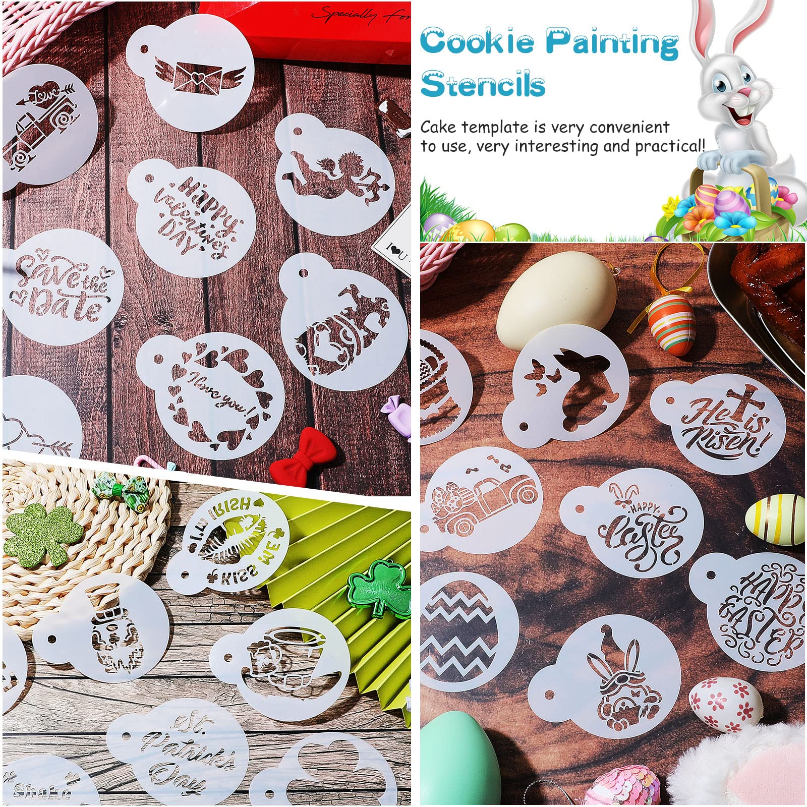 Chinco 30 Pieces St. Patrick'S Day Easter Cookie Stencils Cake Stencils Desserts Cookies Baking Stencil Cake Decoration Stencils
