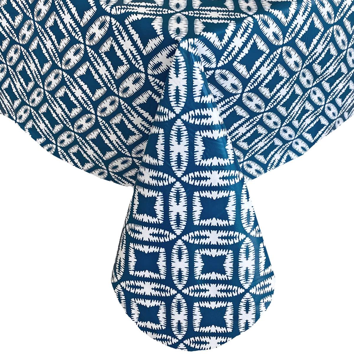 Newbridge Ikat Sand Dollar Print Flannel Backed Vinyl Tablecloth, Boho Chic Indoor Outdoor Vinyl Tablecloth With Flannel Backing