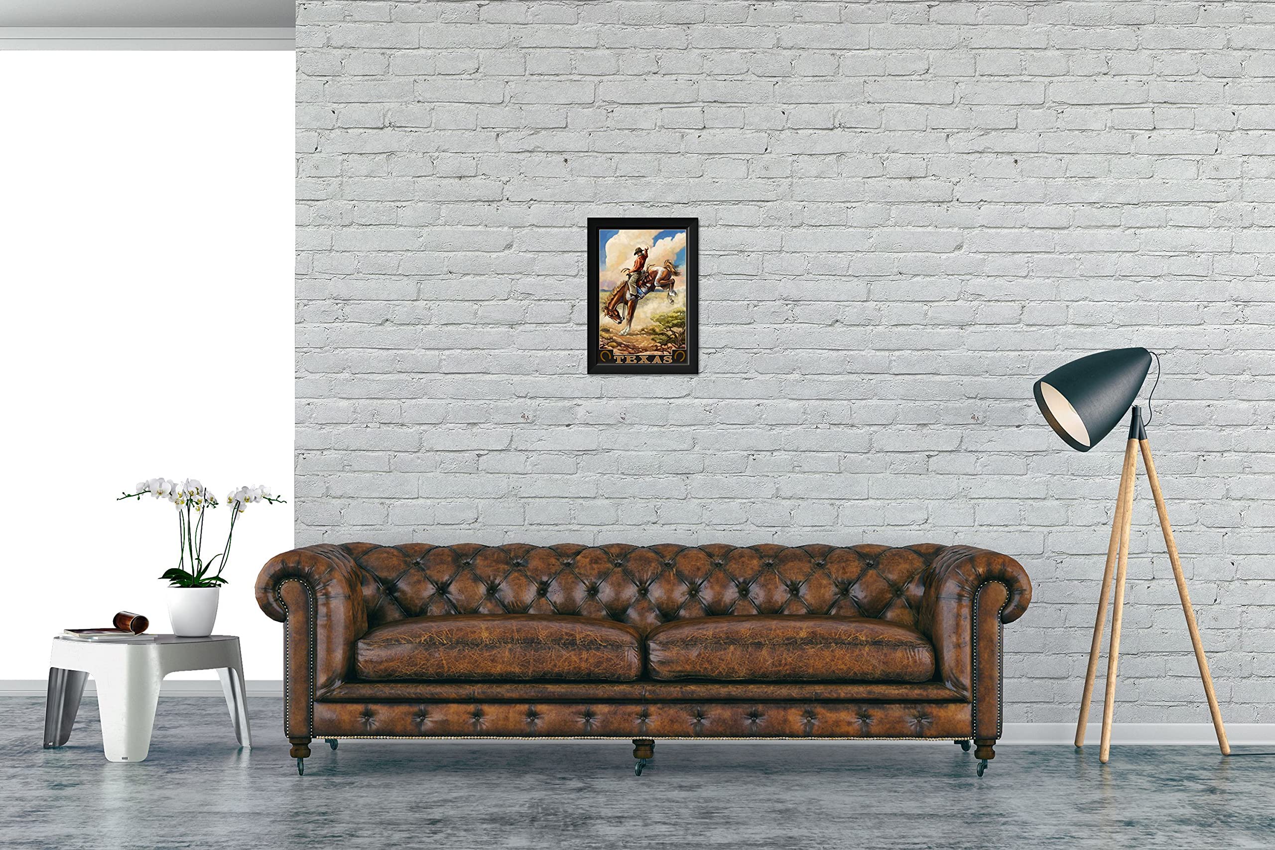 Texas Bucking Bronco Professionally Framed Art Print from Travel Artwork by Artist Paul A. Lanquist Framed Art Size: 14'' x 20''