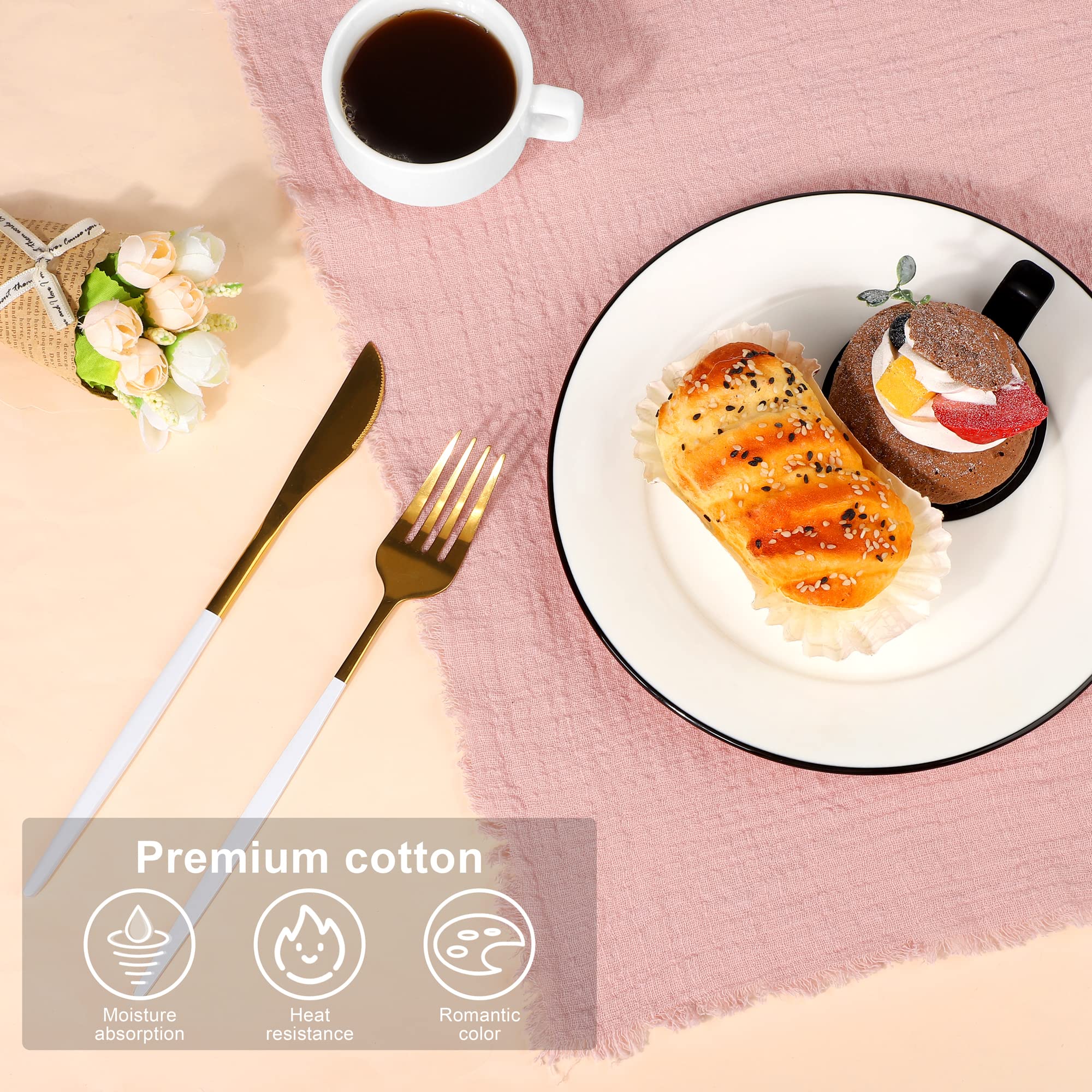 Turstin 12 Pieces Cotton Linen Cloth Napkin Handmade Cloth Napkin With Fringe 17 X 17 Inch Soft Cloth Dinner Wedding Napkin Squa