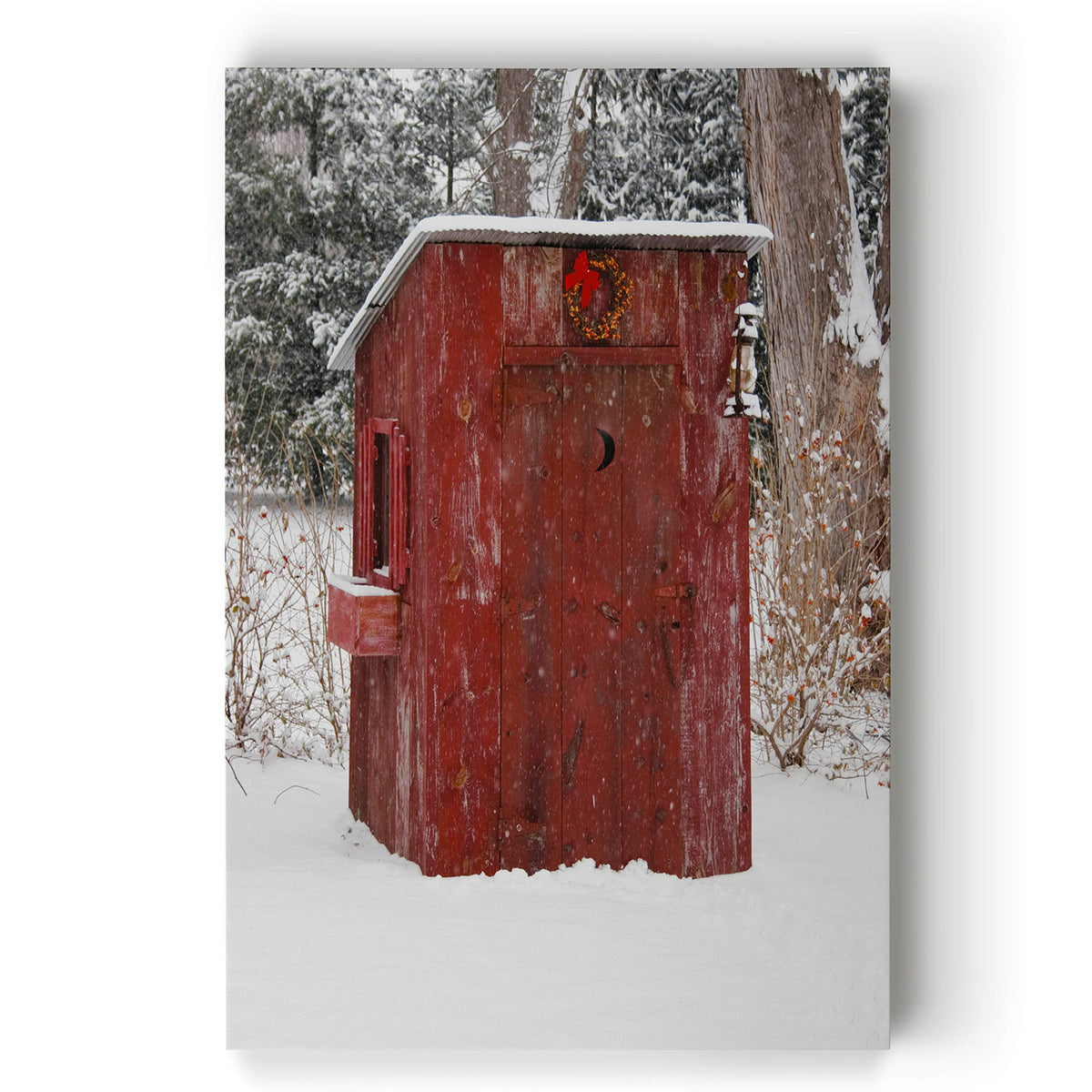 Renditions Gallery Xmas Canvas Prints For Home Decor Red Snowy Outhouse Christmas On The Farm Wall Hanging Picture & Prints For