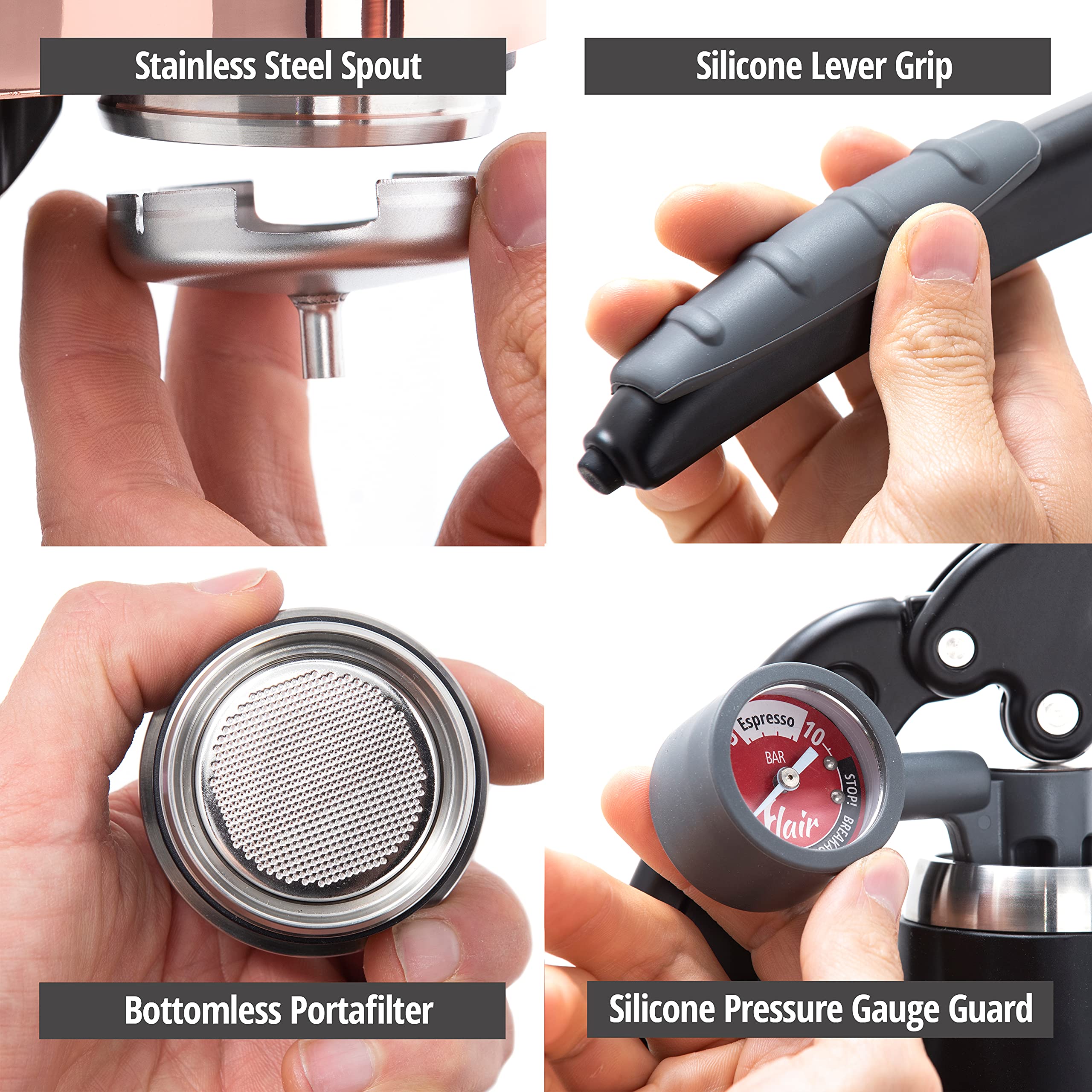 Flair Espresso Maker Pro 2 (Black) - An All Manual Lever Espresso Maker With Stainless Steel Brew Head And Pressure Gauge