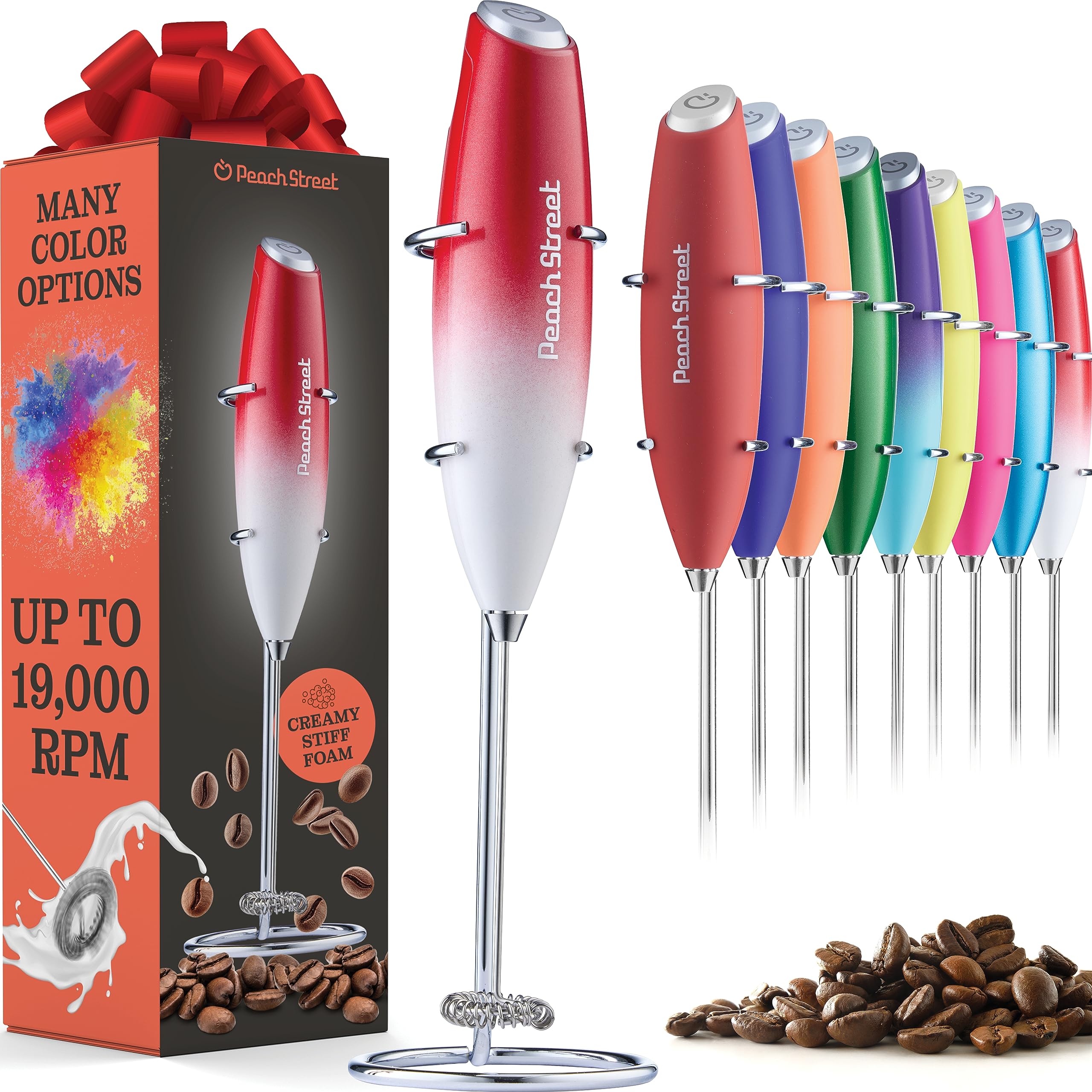 Powerful Handheld Milk Frother, Mini Milk Foamer, Battery Operated (Not included) Stainless Steel Drink Mixer with Stand for Cof