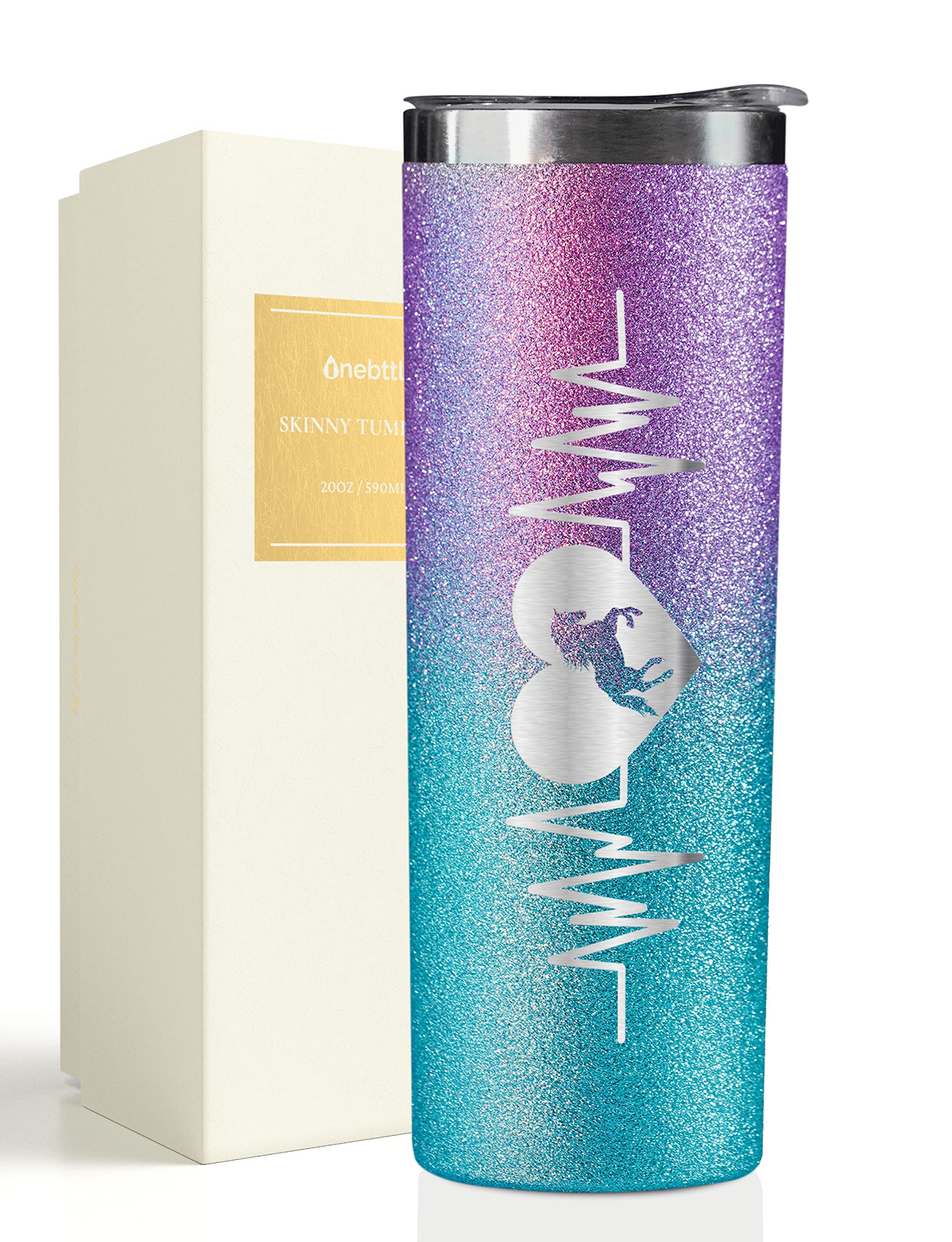 Onebttl Horse Gifts For Girls, Women, Horse Lovers, Insulated Stainless Steel Water Tumbler With Lids And Straws, For Equestrian