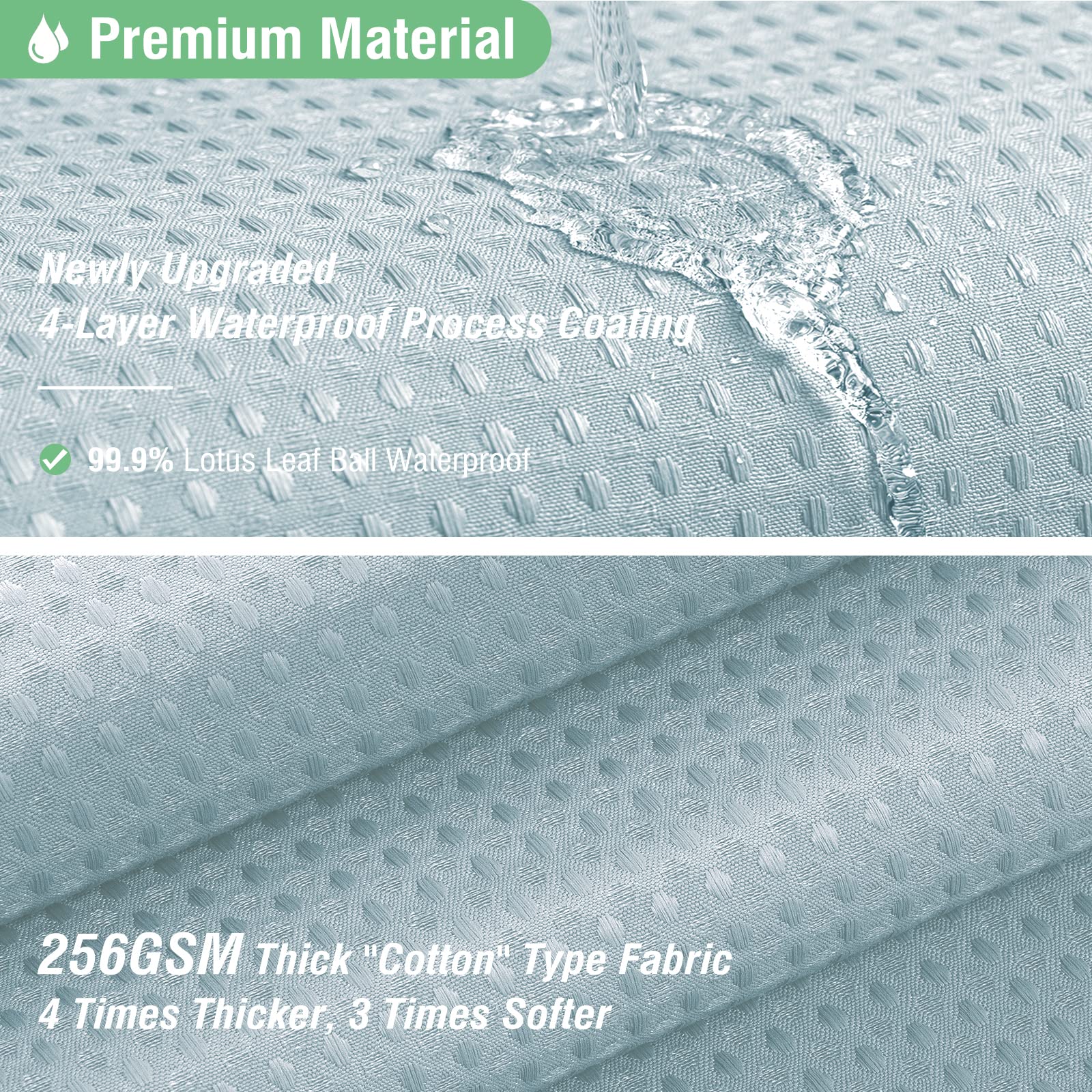 Dynamene Fog Blue Fabric Shower Curtain for Bathroom- Waffle Weave Textured Heavy Duty Cloth   256GSM Hotel Luxury Weighted Bath Curtain Set with 12 Plastic Hooks 72x72  Fog Blue