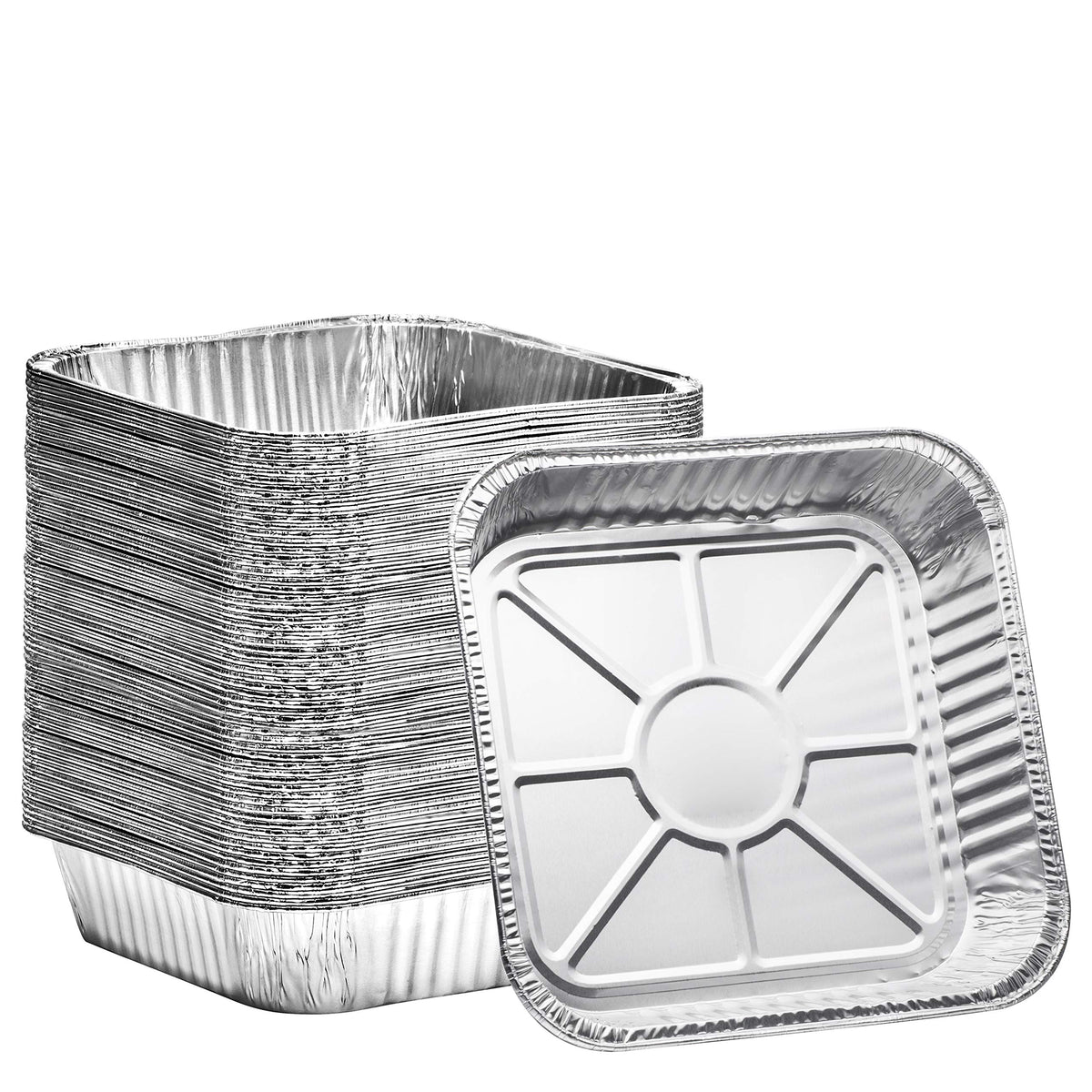 8X8 Disposable Aluminum Pans With Lids - 50 Pack Foil Pans For Cooking, Baking Cakes, Roasting & Homemade Breads - Disposable Fo