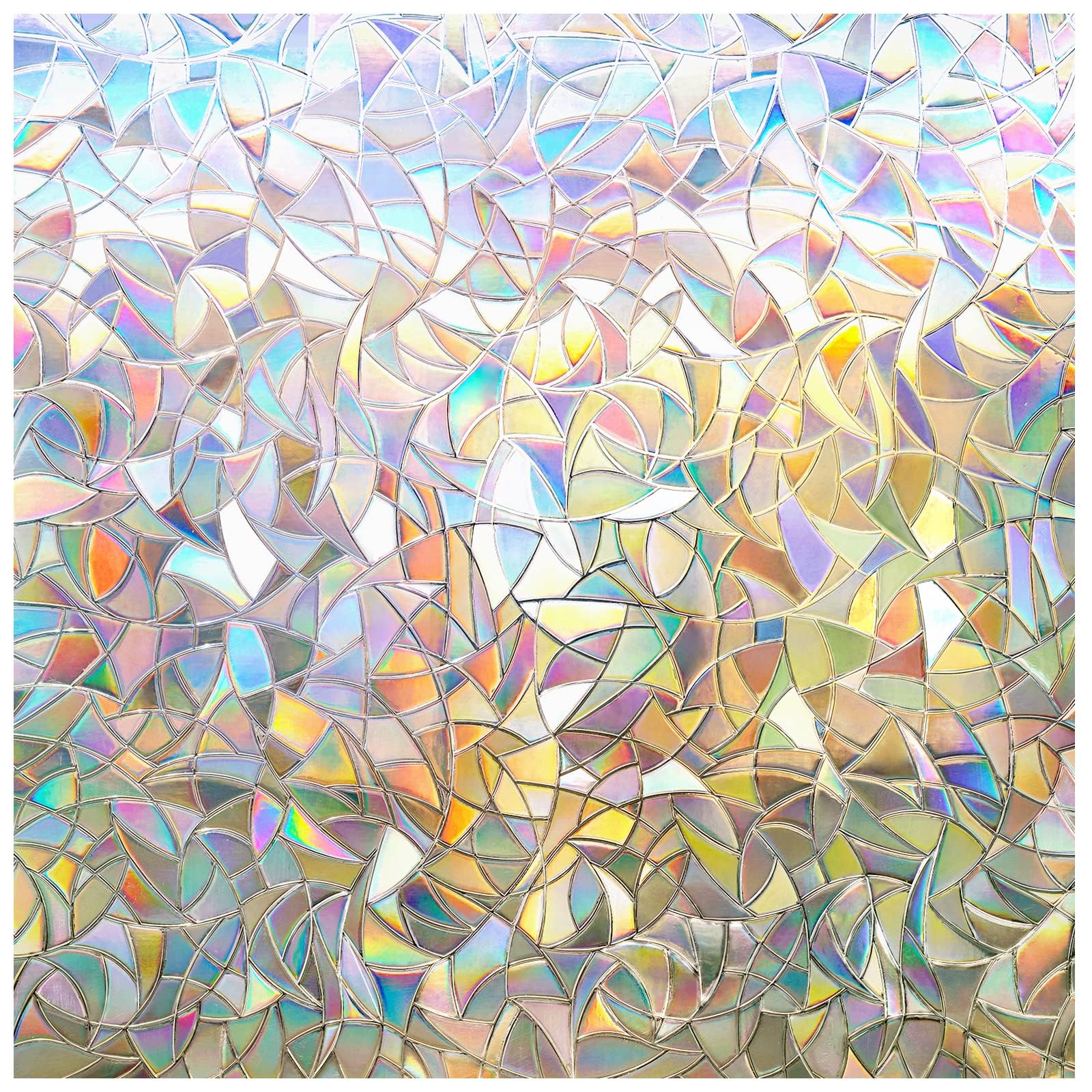 rabbitgoo Window Privacy Film - 3D Kaleidoscope Vinyl Clings, 23.6" x 157.4", Non-Adhesive Stained Glass Static Cling Decals